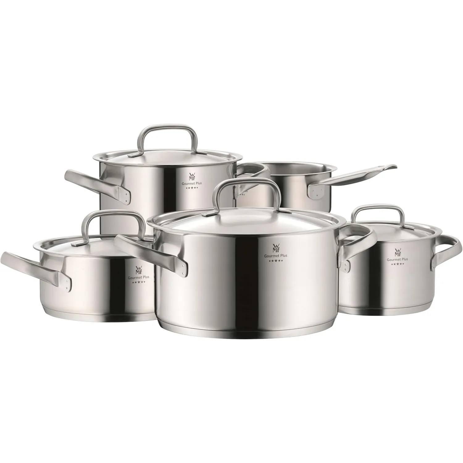 WMF Gourmet Plus Topfset Induktion 5-teilig, Kochtopf Set mit Metalldeckel, Cromargan Edelstahl mattiert, Induktions Tö…