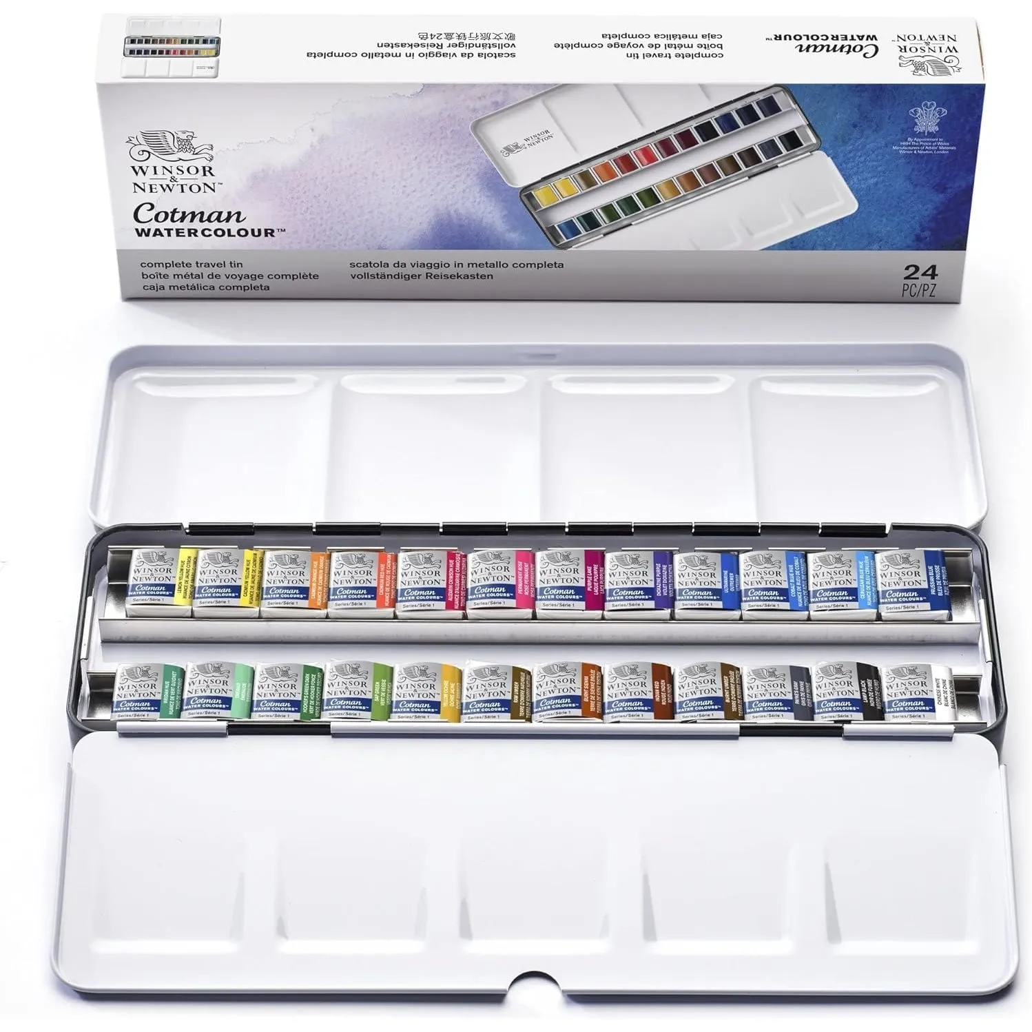 Winsor & Newton 0390645 Cotman Aquarellfarben Metal Sketch Box, 24 lebendige Wasserfarben aus hochwertigen Pigmenten in…