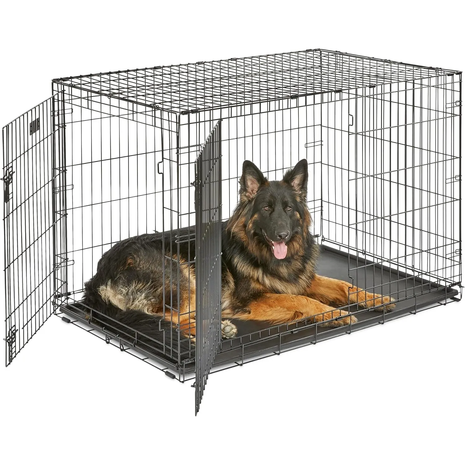 MidWest Homes for Pets iCrate Hundebox, klappbar, mit 2 Türen, Trennwand, auslaufsichere Bodenwanne, sichere Riegel, Dr…