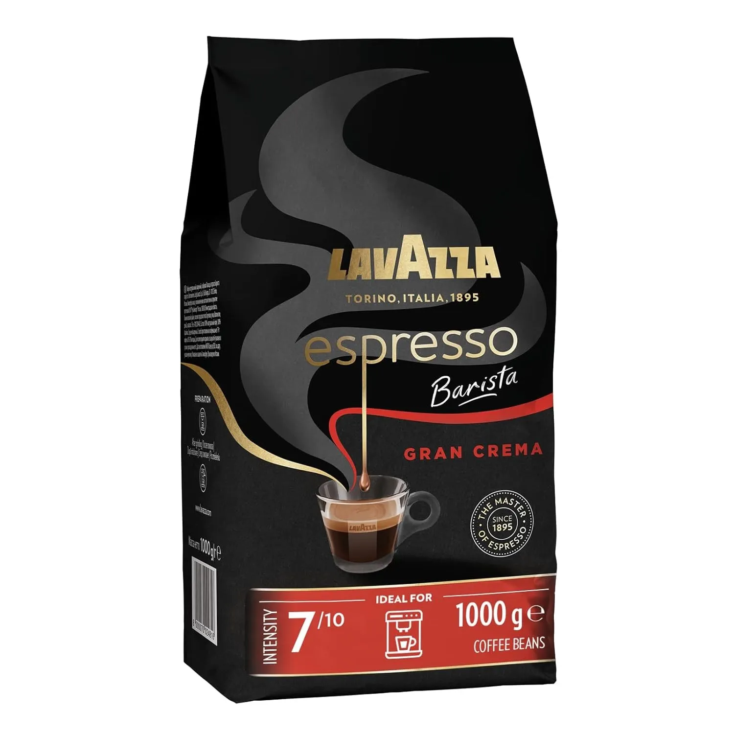 Lavazza, Espresso Barista Gran Crema, Kaffeebohnen, Trommelgeröstete Barista Kaffeebohnen, mit Aromanoten von Trockenfr…