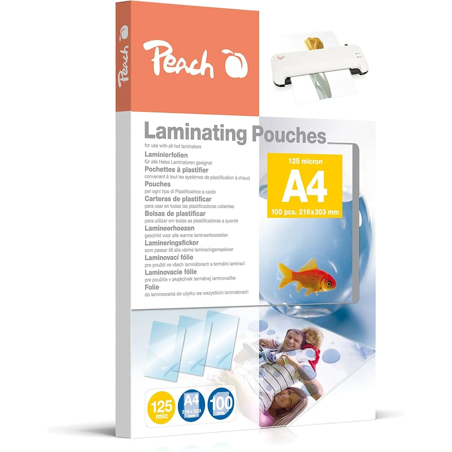 Peach Laminierfolien A4 100 Stück 2 x 125 mic (250µm) glänzend - Ultrastark