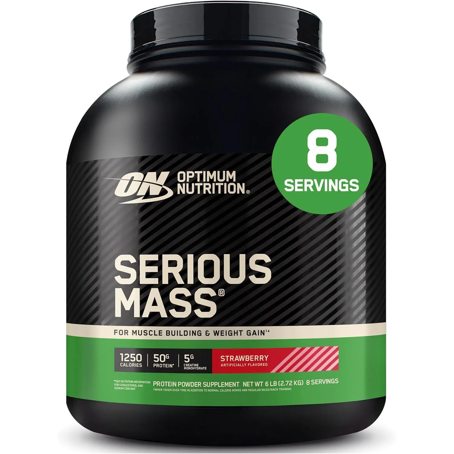 Optimum Nutrition Serious Mass Weight Gainer Pulver, Geschmack Erdbeere, 2.73kg, 8 Portionen