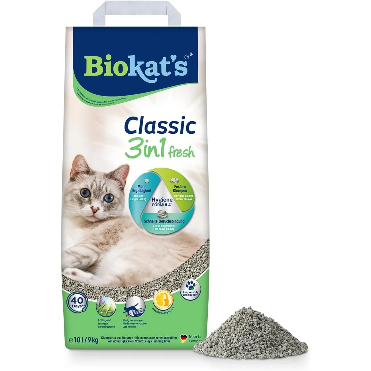 Biokat's Classic fresh 3in1 mit Frühlings-Duft - Klumpende Katzenstreu mit 3 unterschiedlichen Korngrößen - 1 Sack (1 x…