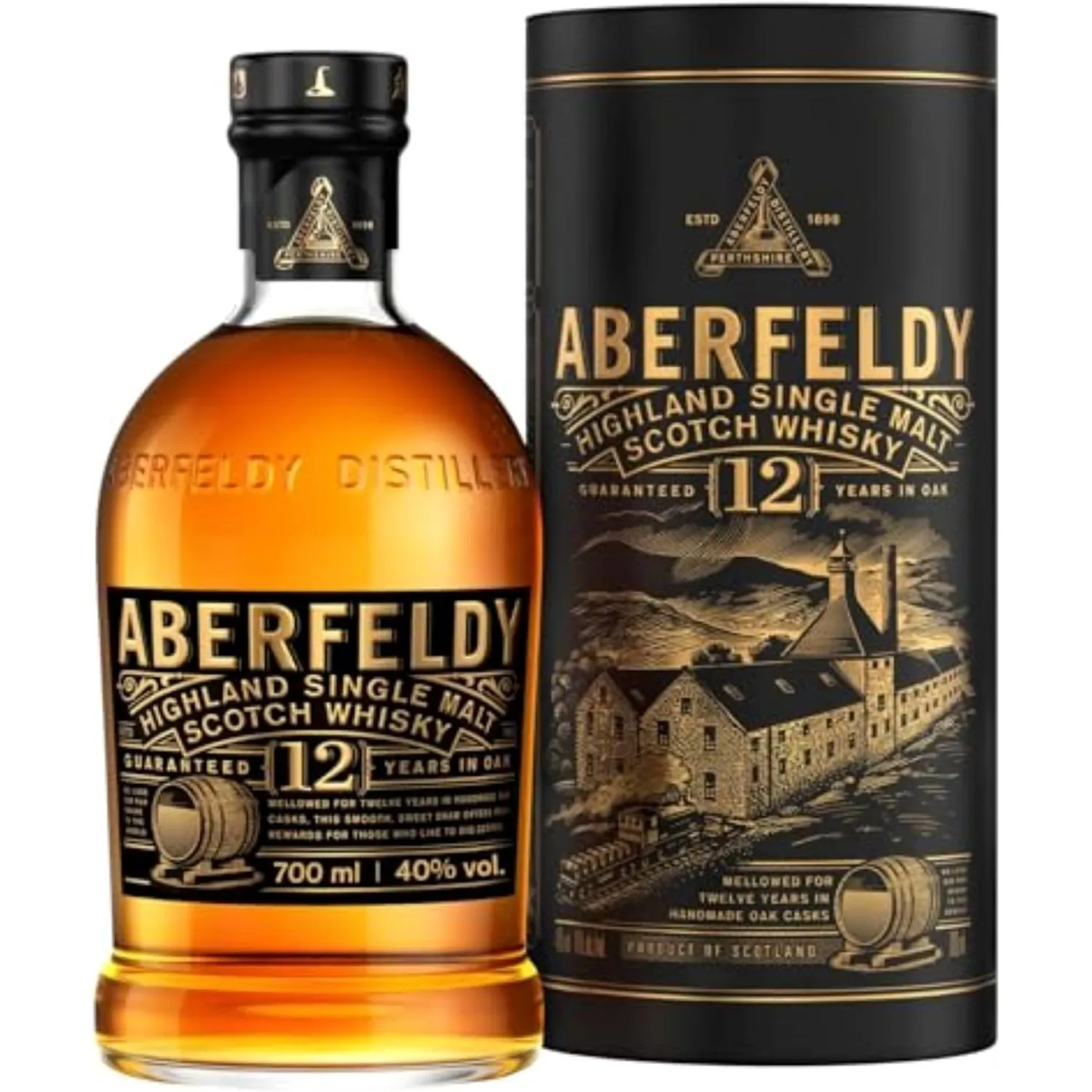 Aberfeldy 12 Jahre Single Malt Scotch Whisky, 40 Vol.-%, 70 cl/700 ml, Premium-Whisky, in vier verschiedenen Fassarten …
