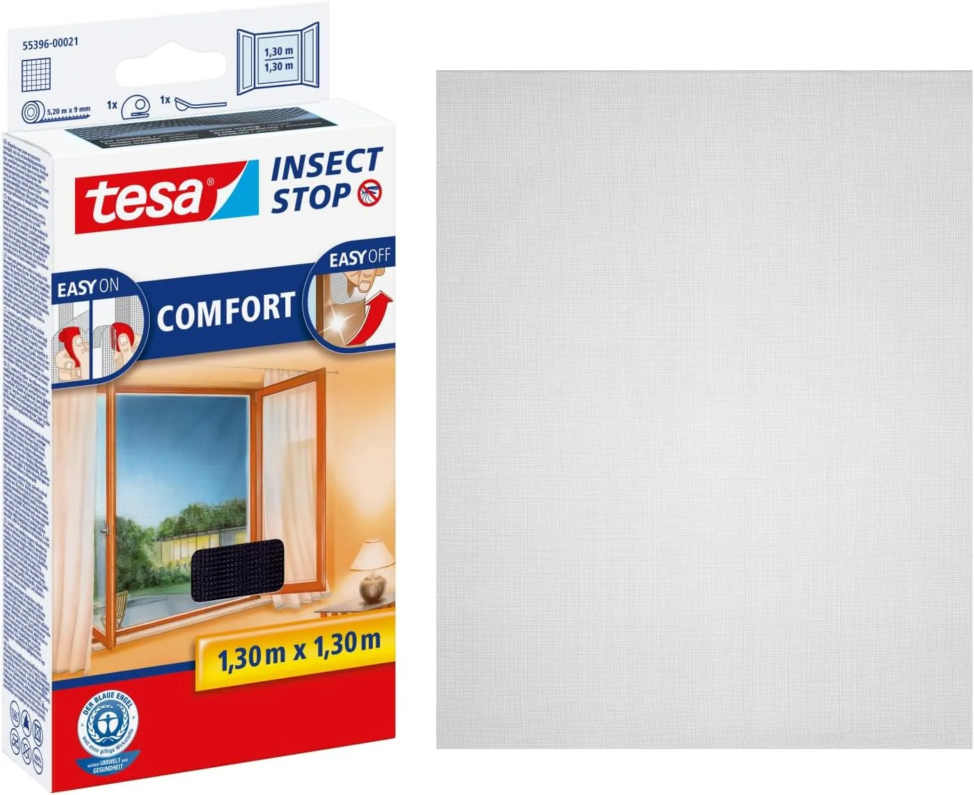 tesa INSECT STOP Klett Fliegengitter Premium für Fenster, Insektenschutz mit starkem Klettband, rückstandsfrei entfernb…