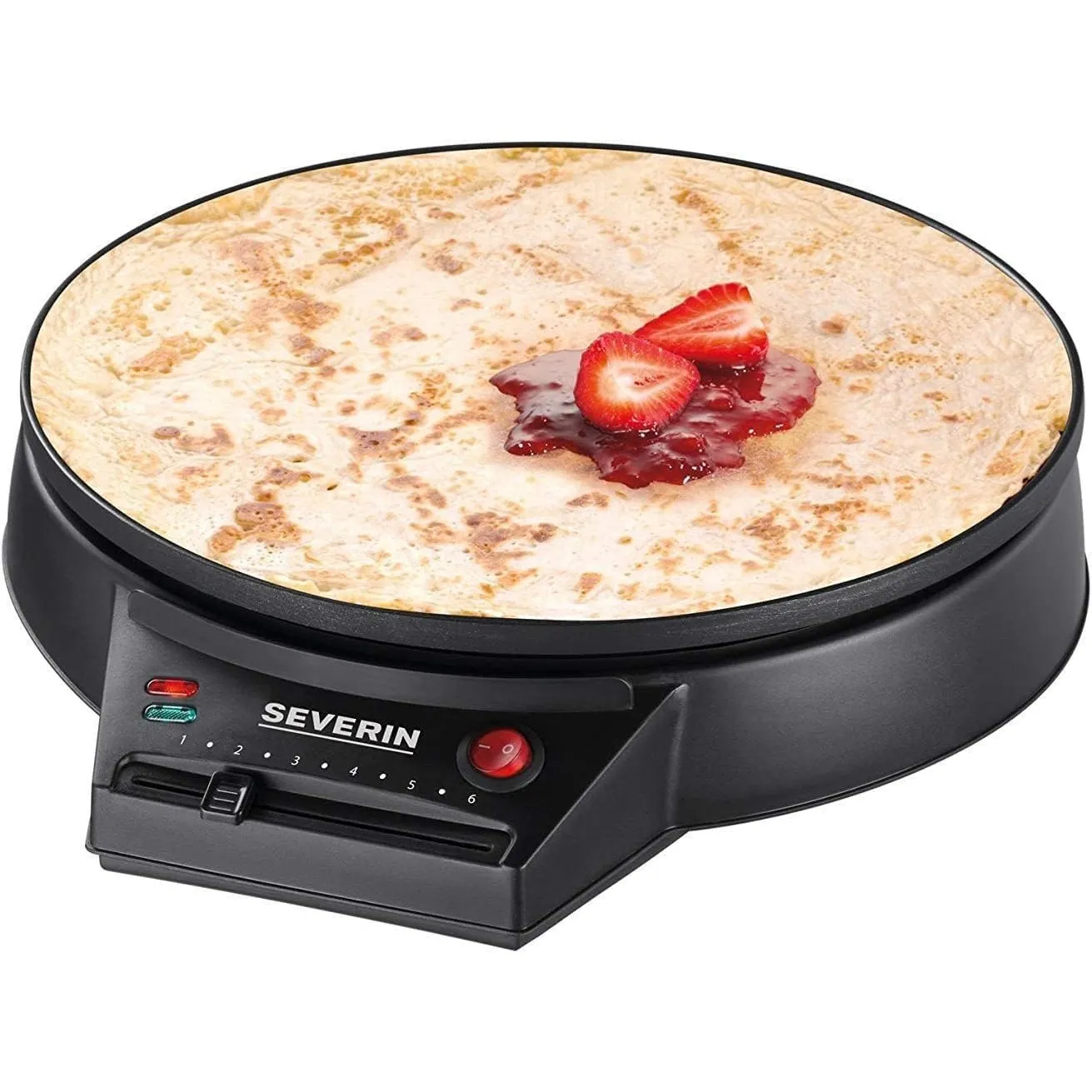 SEVERIN Crêpes Maker, Crepes-Eisen für süße Crepes und herzhafte Galettes, Crepesmaker mit XXL Grillplatte (30 cm Durch…