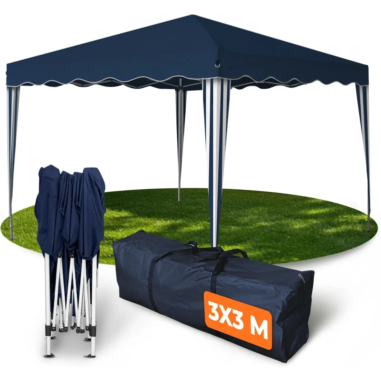 Kronenburg Faltpavillon wasserdicht Dachmaß 3 x 3 m UV Schutz 50+ Pavillon in Blau