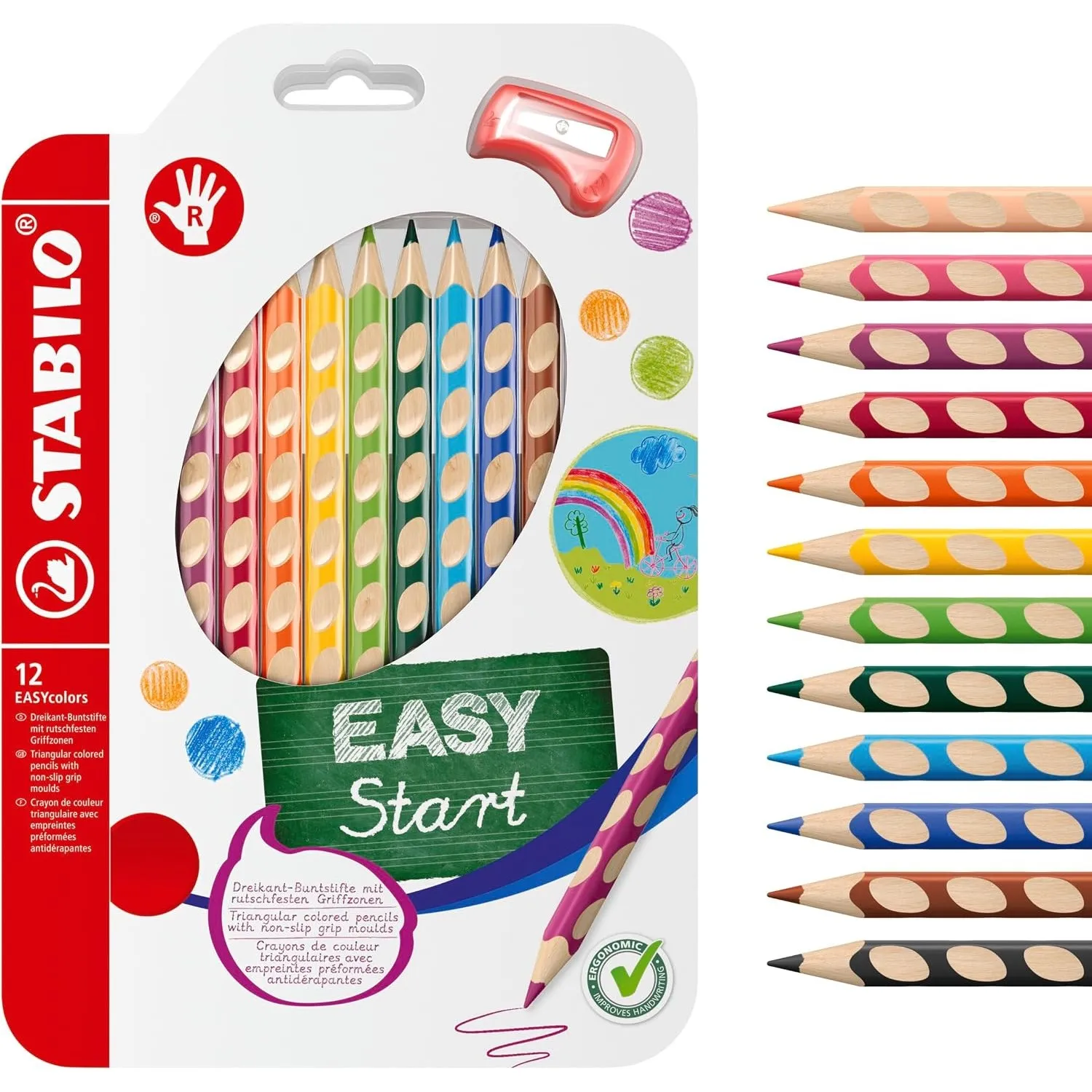 STABILO - Ergonomischer dicker Buntstift für Rechtshänder - EASYcolors