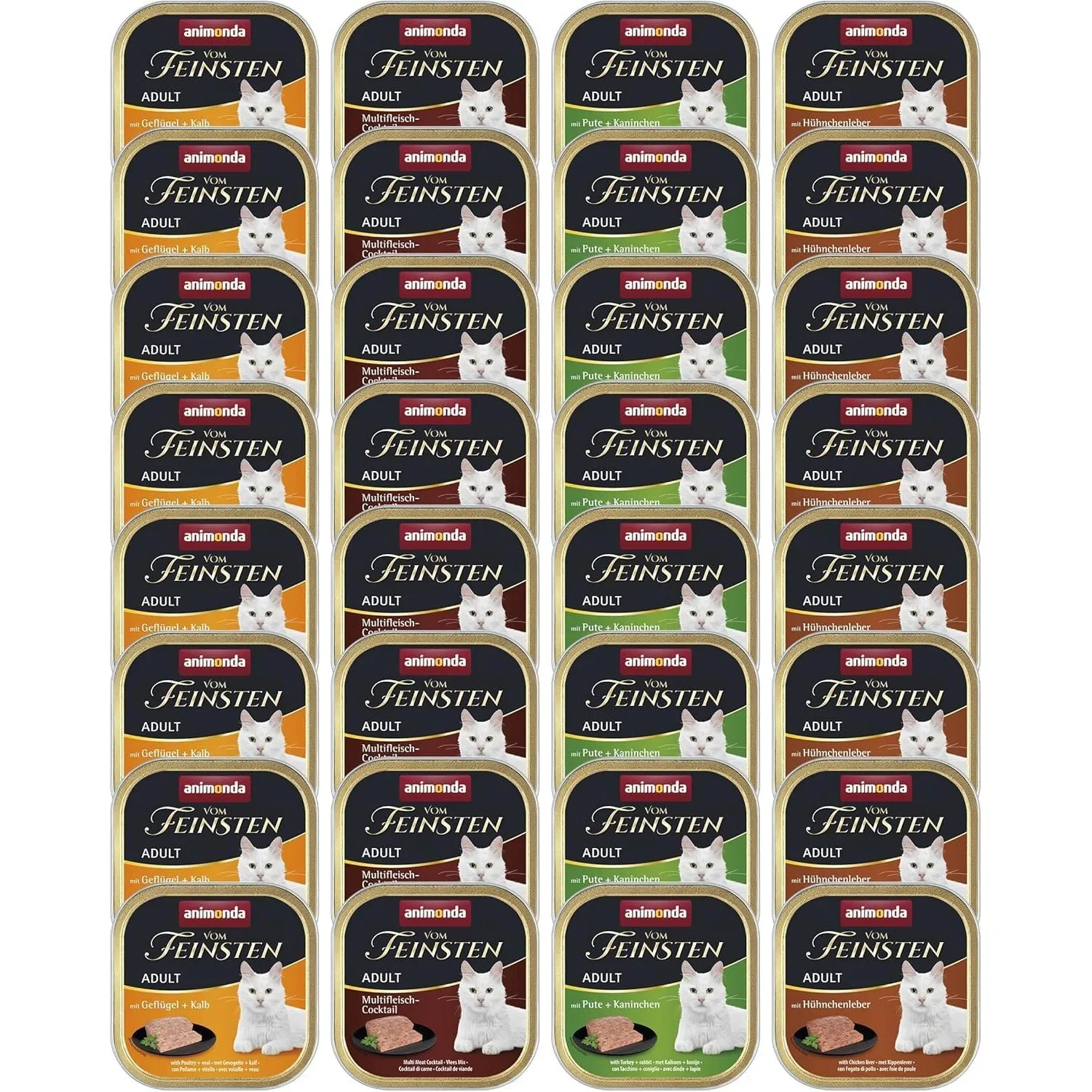 animonda Vom Feinsten Adult Vielfalt (32 x 100 g), Nassfutter für ausgewachsene Katzen, Katzenfutter ohne Getreide und …
