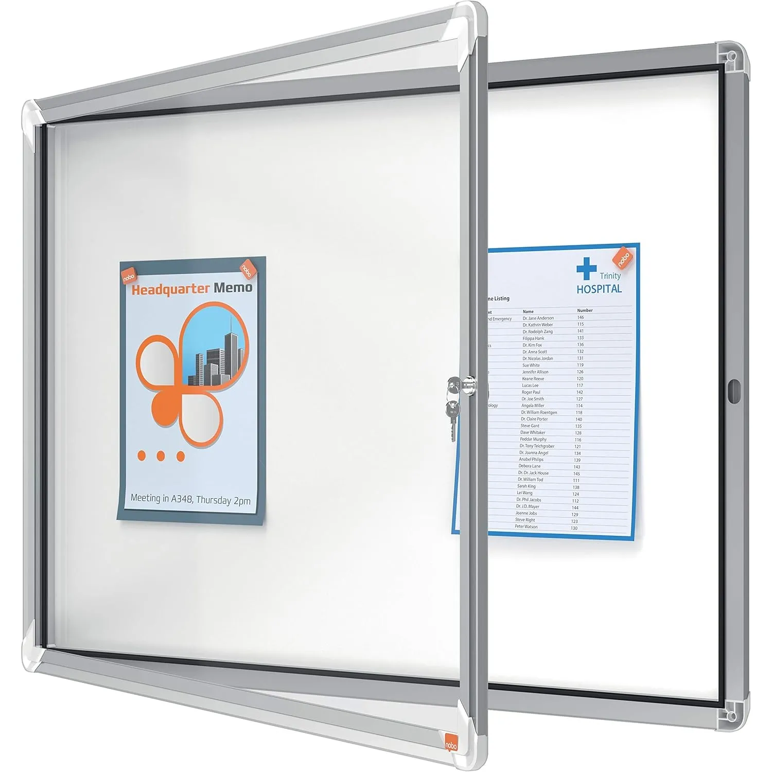 Nobo abschließbarer Schaukasten mit magnetischer Notiztafel, Ideal für den Außenbereich, 8 x A4, Premium Plus, Weiß, 19…