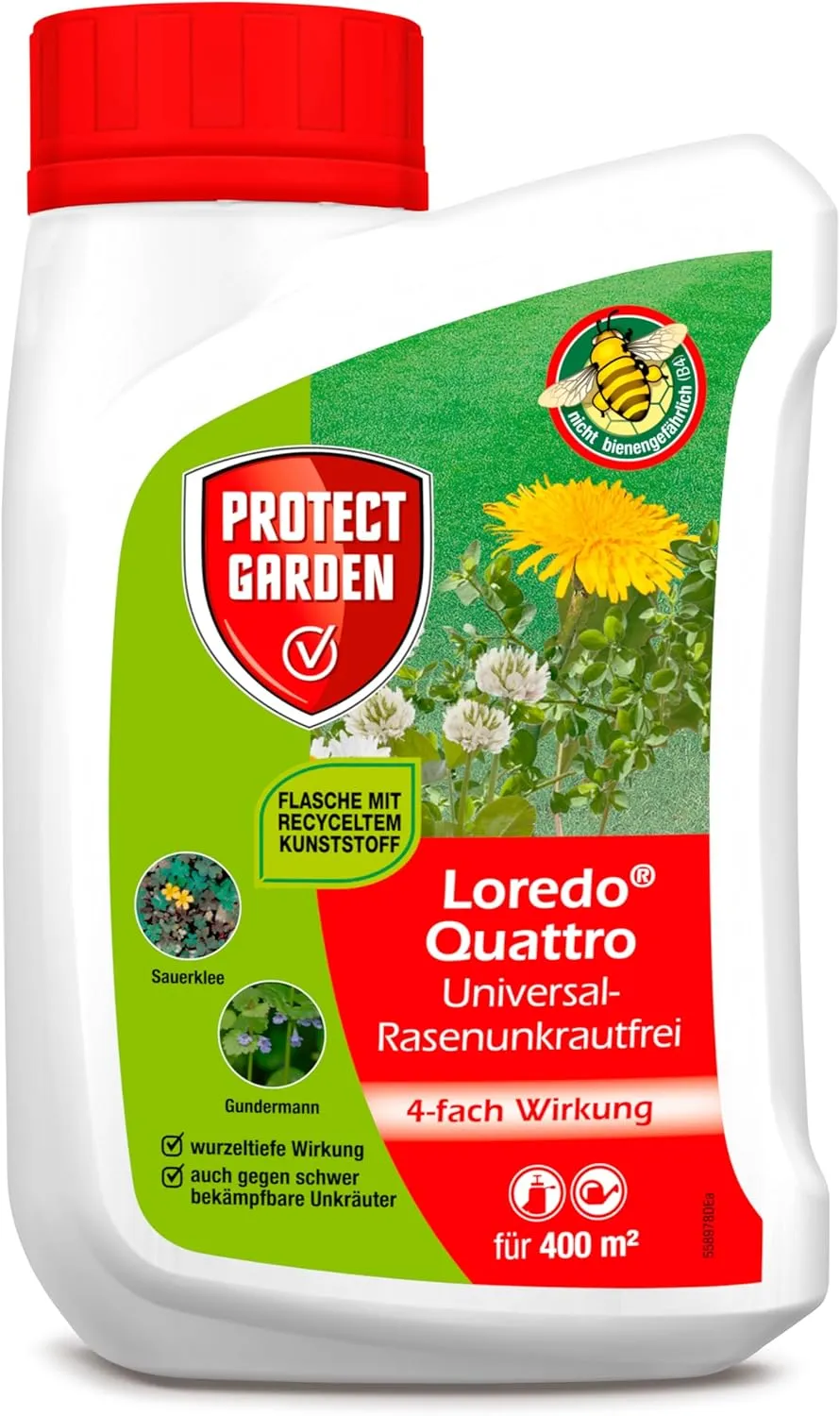 PROTECT GARDEN Universal-Rasenunkrautfrei Loredo Quattro Rasen-Unkrautvernichter gegen hartnäckige Unkräuter mit 4-fach…
