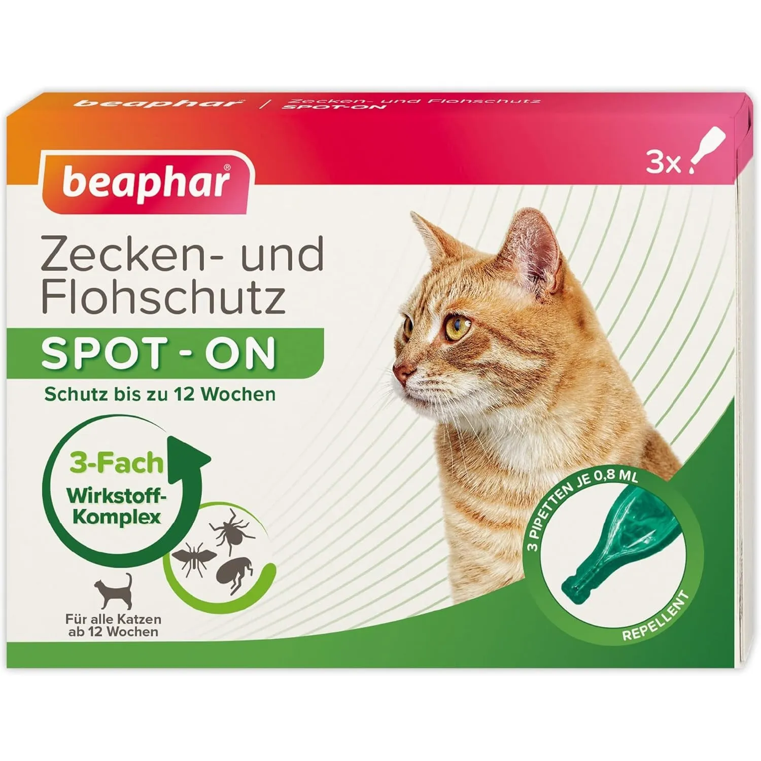 Beaphar Zecken-und Flohschutz Spot-ON 3x0,8ml, Katze