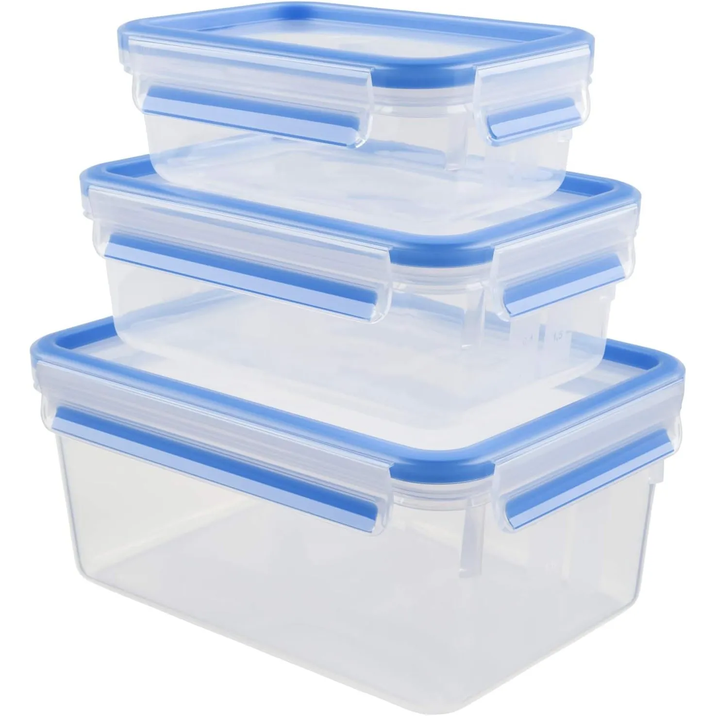 EMSA Clip & Close Frischhaltedosen-Set, rechteckig, 0,55 L u. 1,00 L u. 2,20 L, Aufbewahrungsboxen, 100 Prozent dicht, …