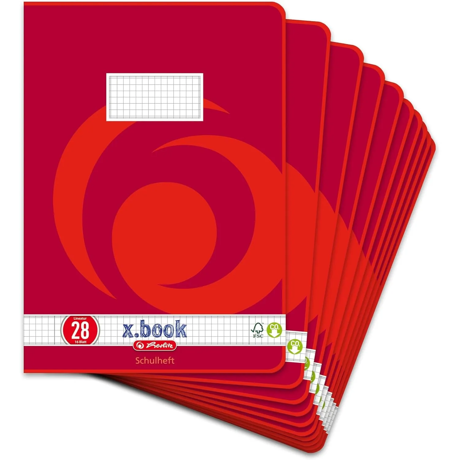 Herlitz Schulheft A4 kariert, Lineatur 28, 16 Blatt, 10 Stück