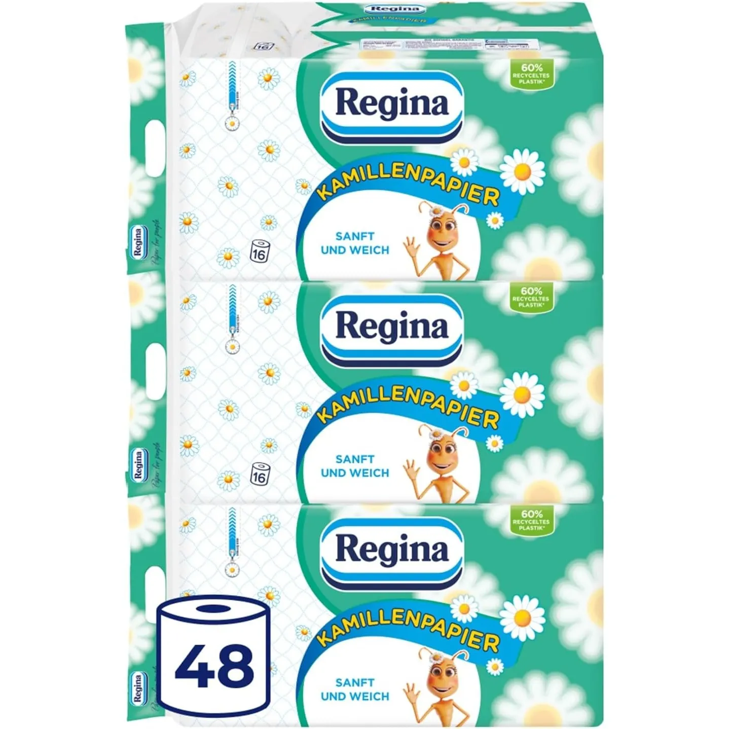 Regina Kamillenpapier, 96 Rollen Toilettenpapier, 3-lagig