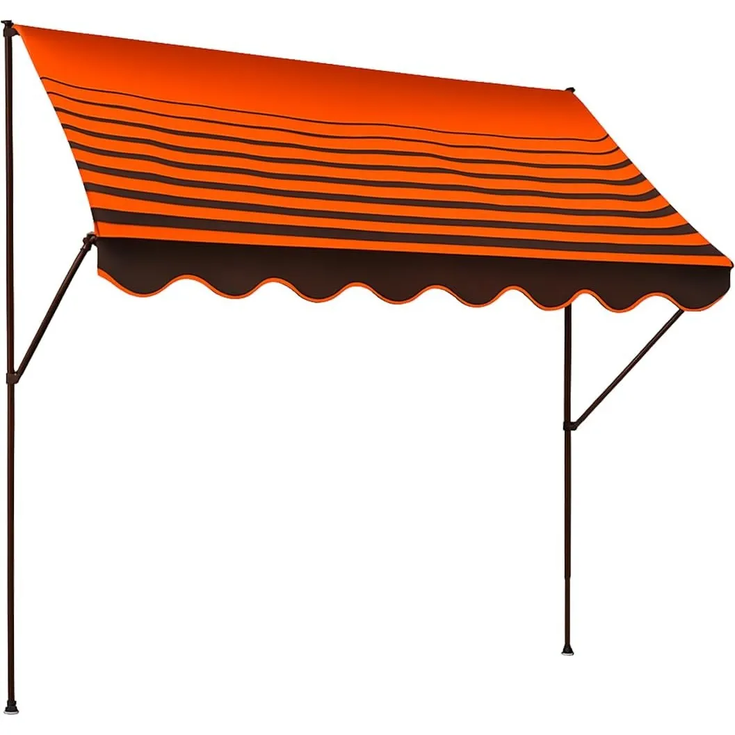 ANGERER Klemmmarkise Exklusiv orange-braun, 150 cm | Markise für Sonnenschutz, Montage ohne Bohren, ideale Balkonmarkis…