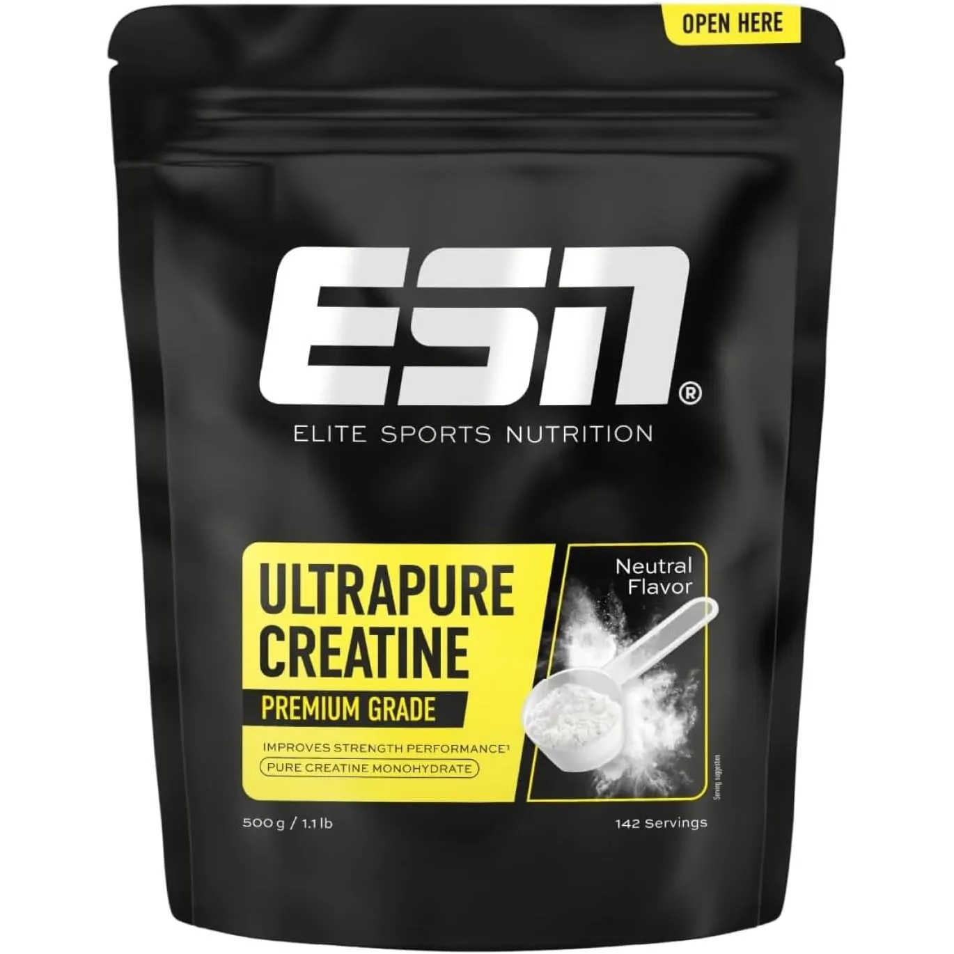 ESN Ultrapure Creatine Monohydrate - geschmacksneutral und vegan - 500 g