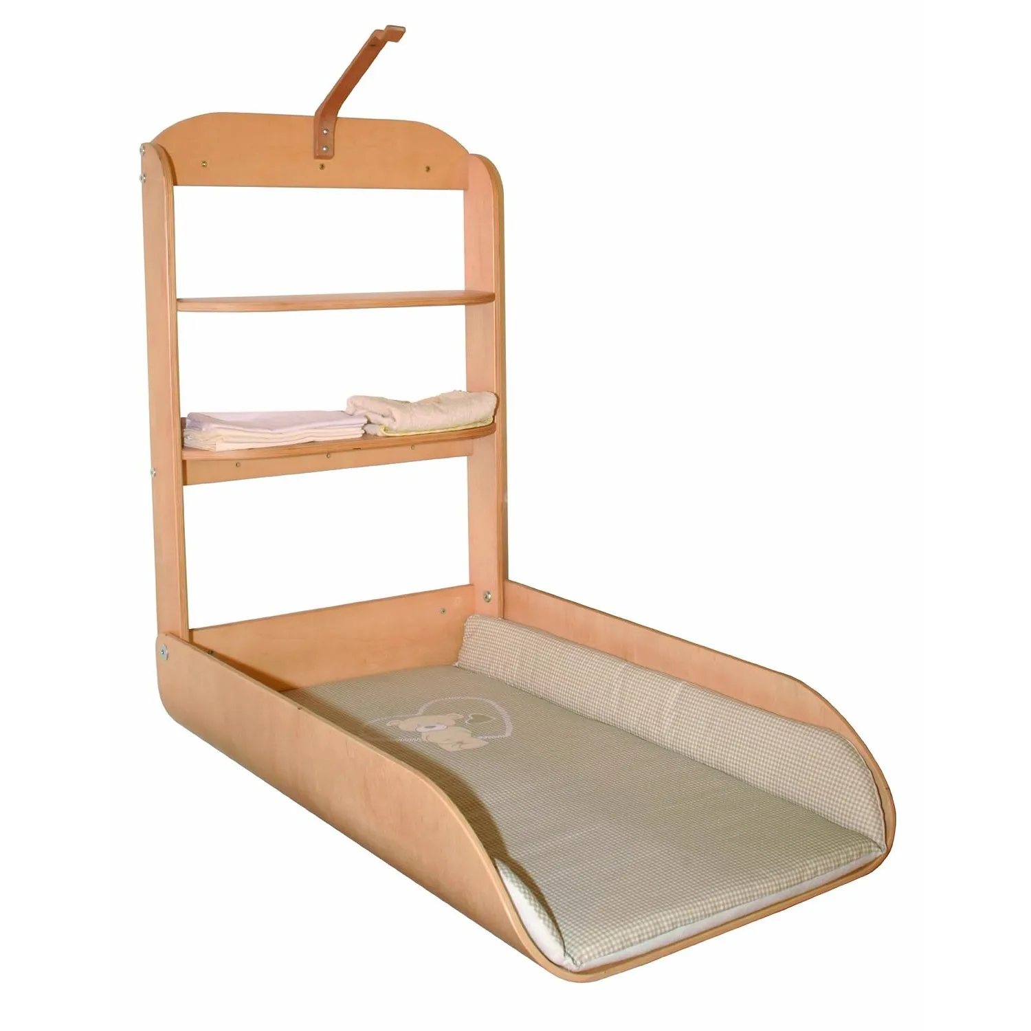 roba Wandwickeltisch natur - Klappbares Wickelregal aus gebogenem Holz gebogen + Wickelunterlage Liebhabär - einfache W…