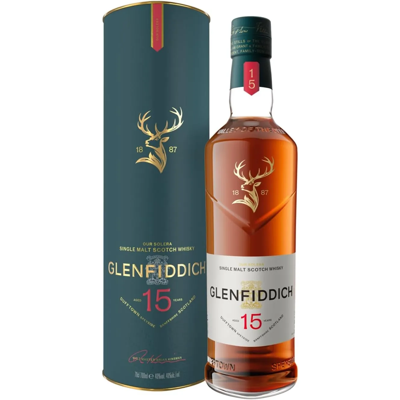 Glenfiddich Single Malt Scotch Whisky 15 Jahre Solera mit Geschenkverpackung, 700ml (Erhältlich in verschiedenen Varian…
