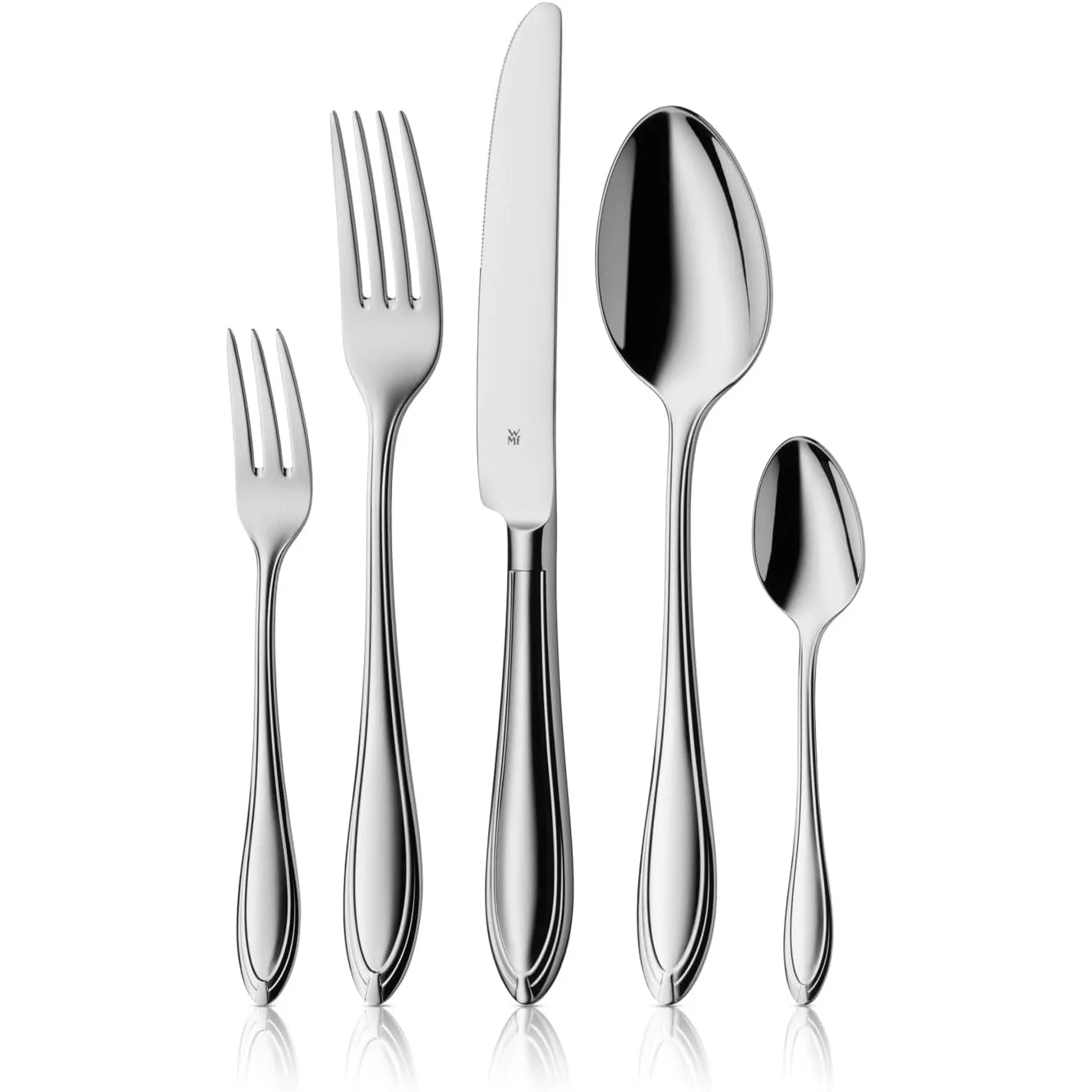 WMF Verona Besteckset, 12 Personen, 60-teilig, Monobloc-Messer, Cromargan Edelstahl poliert, glänzend, spülmaschinengee…