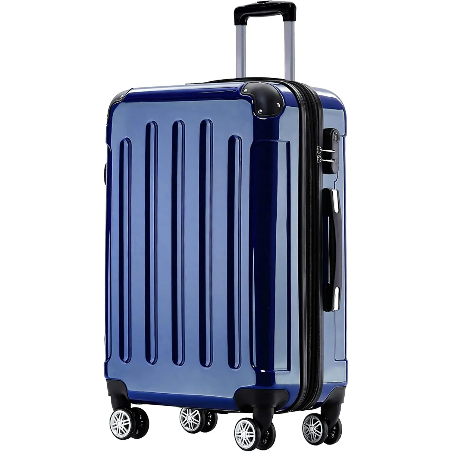 BEIBYE Zwillingsrollen 2048 Hartschale Trolley Koffer Reisekoffer Taschen Gepäck in M-L-XL-Set (Blau, L)
