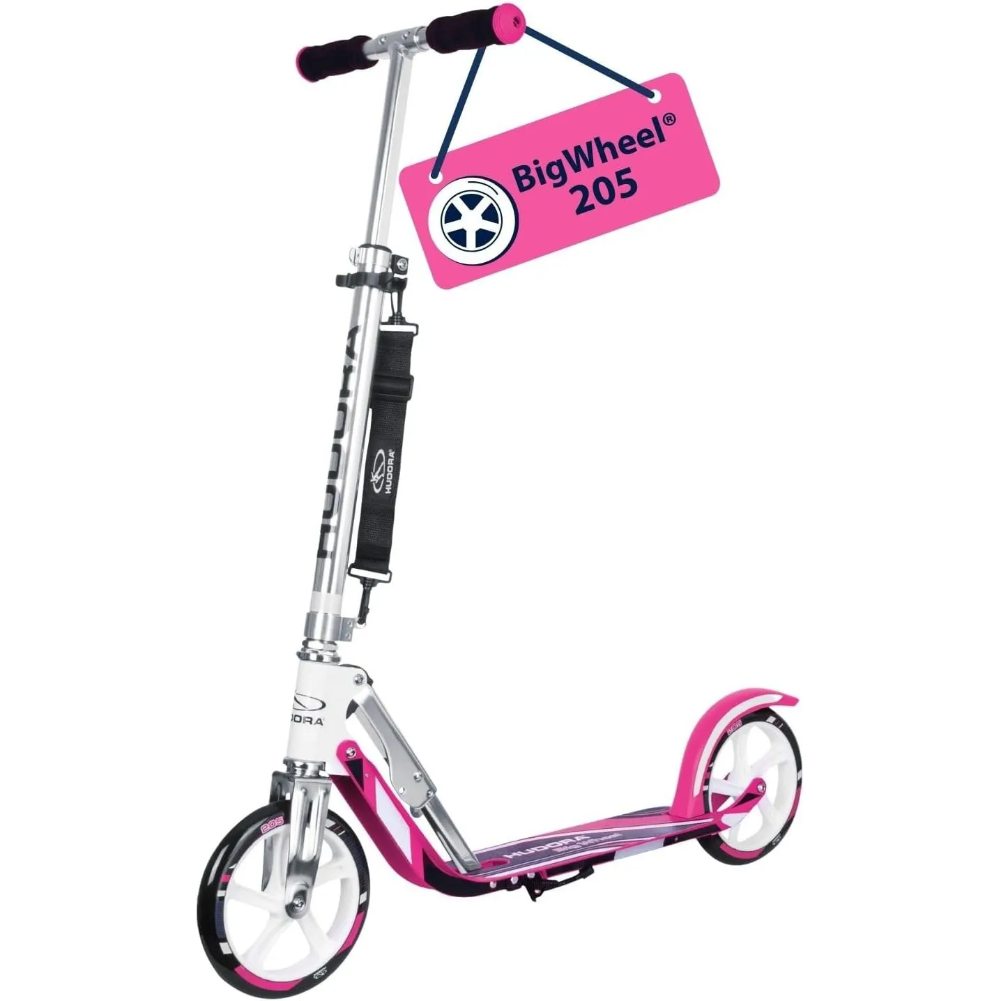 HUDORA BigWheel 205 Scooter - Stabiler Aluminium-Roller - Höhenjustierbarer & zusammenklappbarer Cityroller mit Ständer…