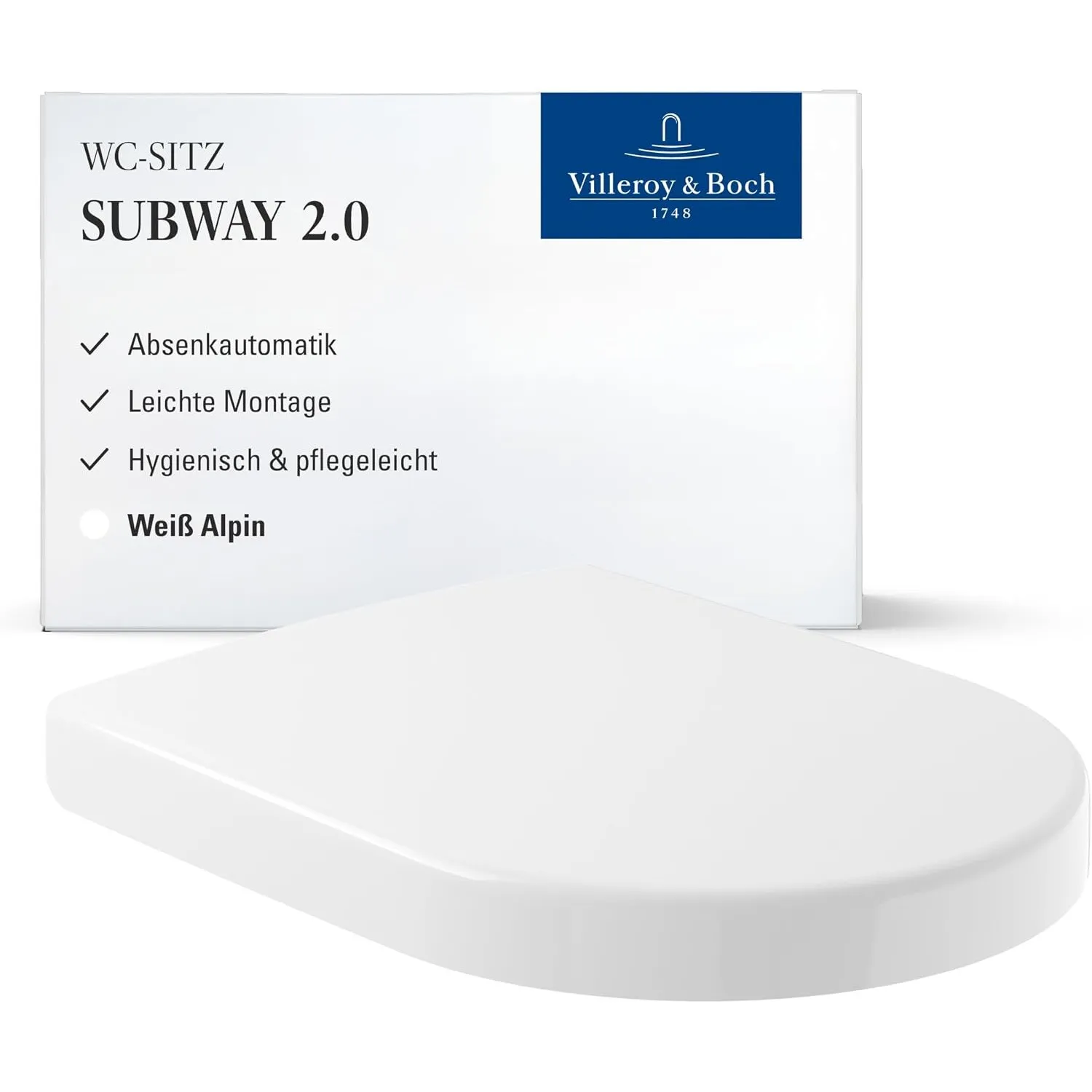 Villeroy & Boch Subway 2.0 WC-Sitz, D-Form – Weiß Alpin, glänzend