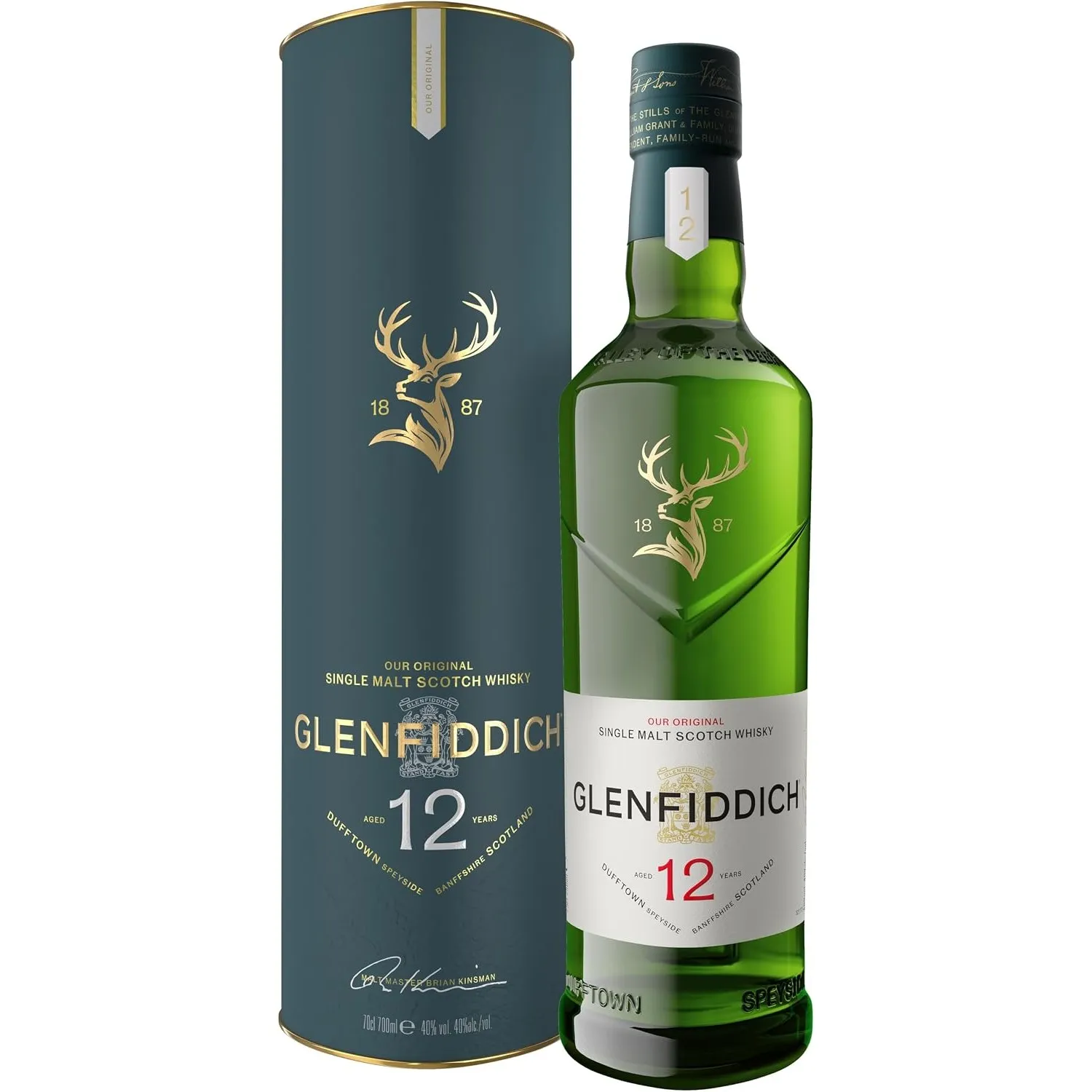 Glenfiddich 12 Jahre Single Malt Scotch Whisky mit Geschenkverpackung - Das Flaschendesign kann variieren