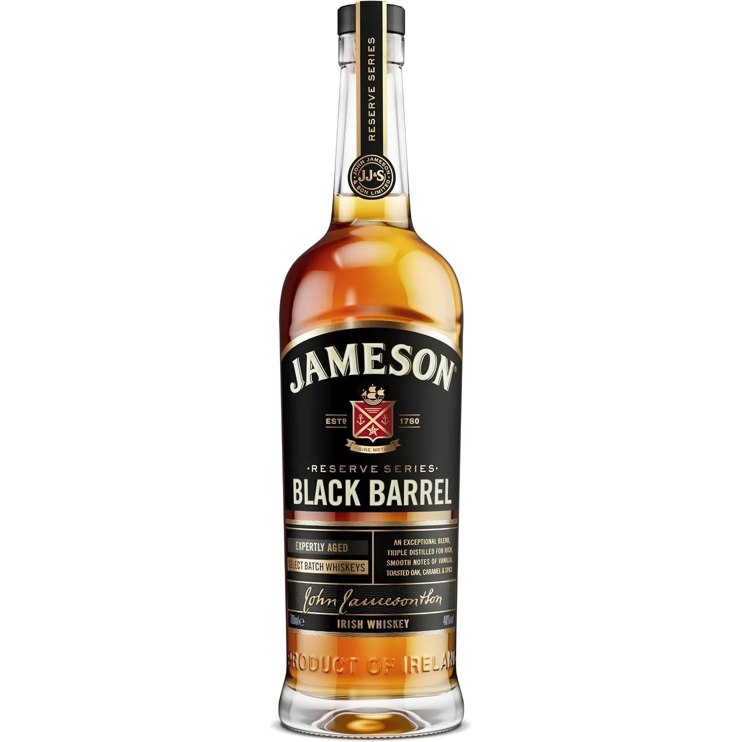 Jameson Black Barrel Irish Whiskey, irischer Blended Whiskey mit Jameson Single Irish Pot Still Whiskeys und seltenem G…