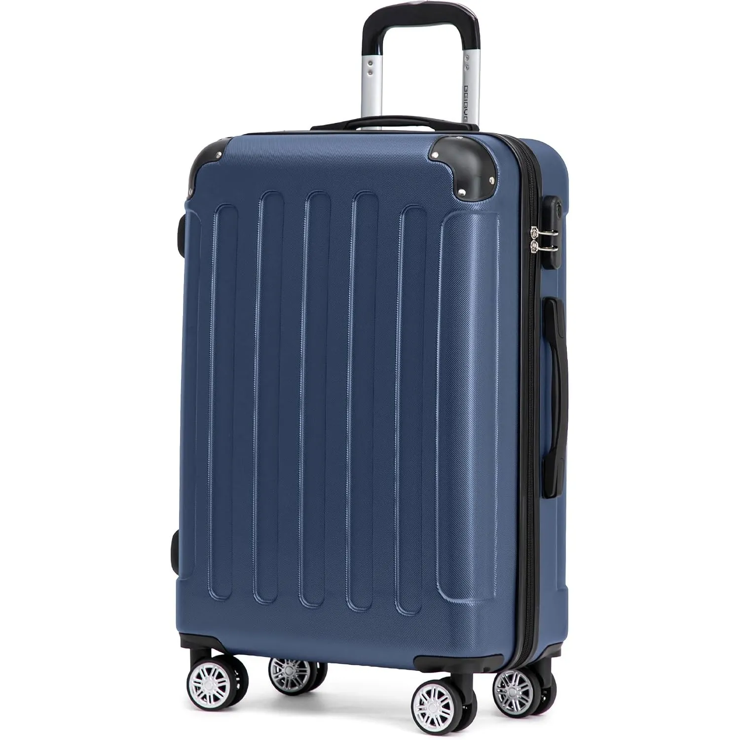 BEIBYE Reisekoffer L 66 cm – Hartschalenkoffer aus ABS mit Doppelrollen für Urlaubsreisen, Dunkelblau