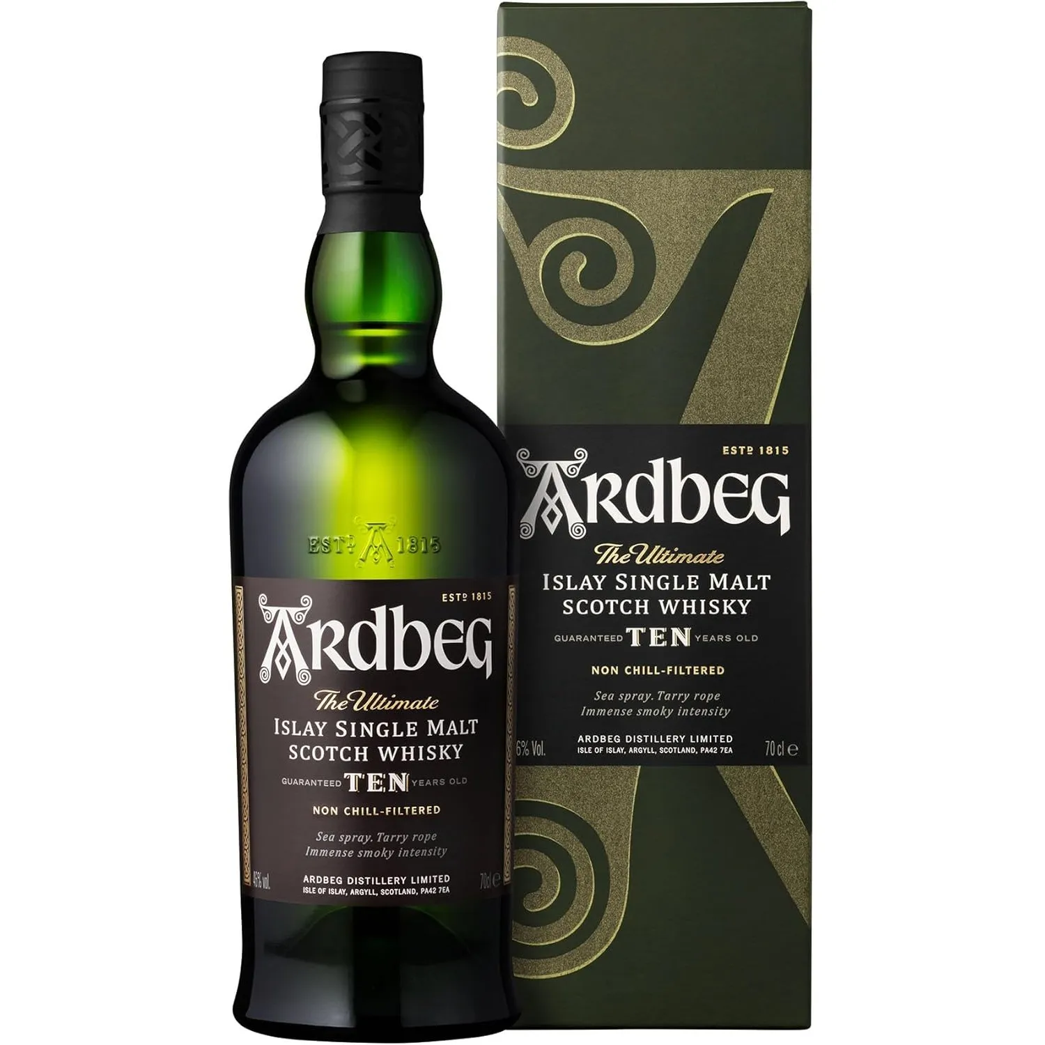 Ardbeg 10 Years Old Islay Single Malt Scotch Whisky, 70cl, in Geschenkbox | Torfig & rauchig mit feiner Süße | Gereift …