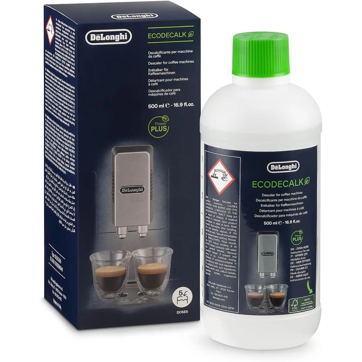 De'Longhi EcoDecalk - Entkalker für Kaffeemaschinen 5 Entkalkungsdosen