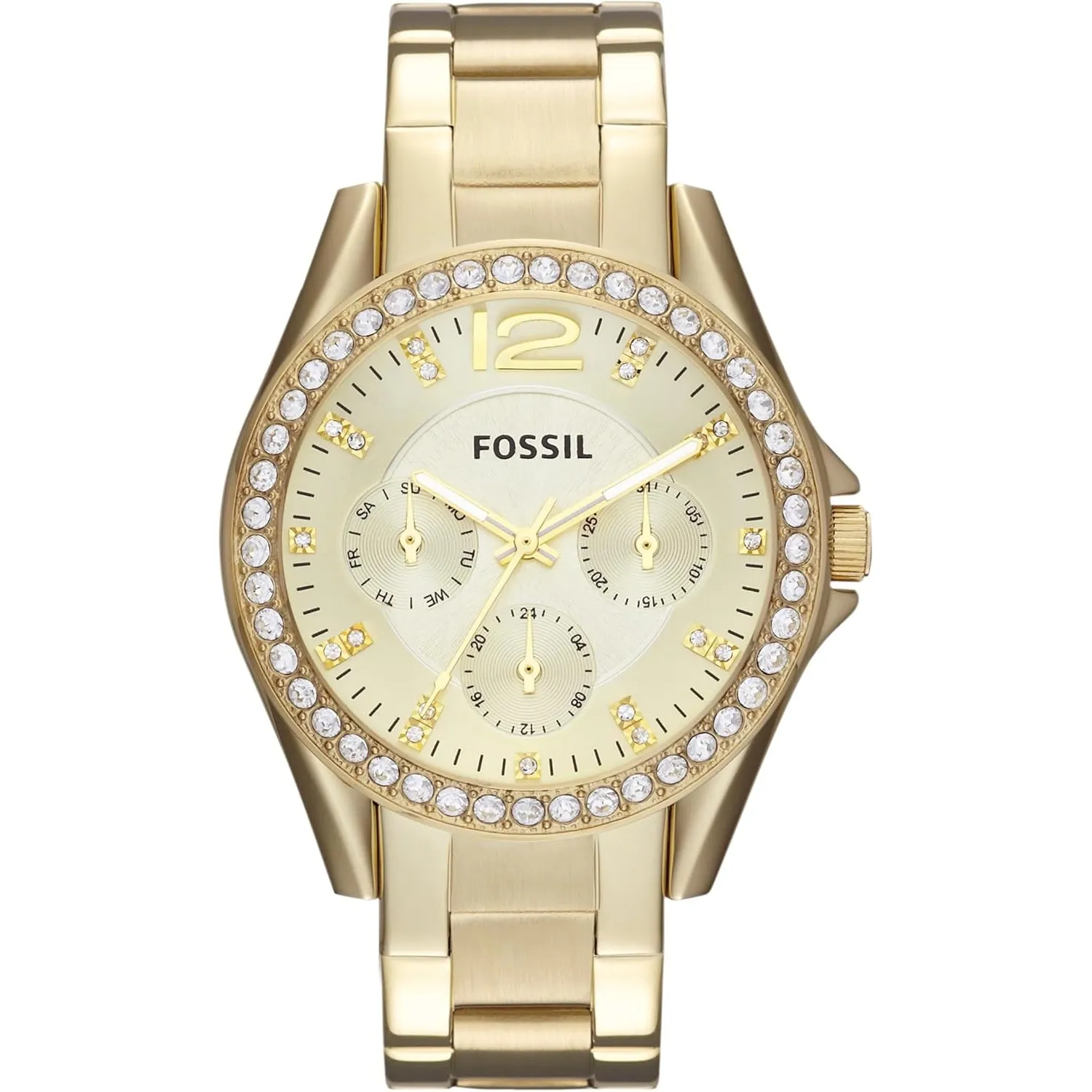 FOSSIL Riley Armbanduhr für Damen Quarz Chronograph Uhrwerk mit Edelstahl oder Lederband