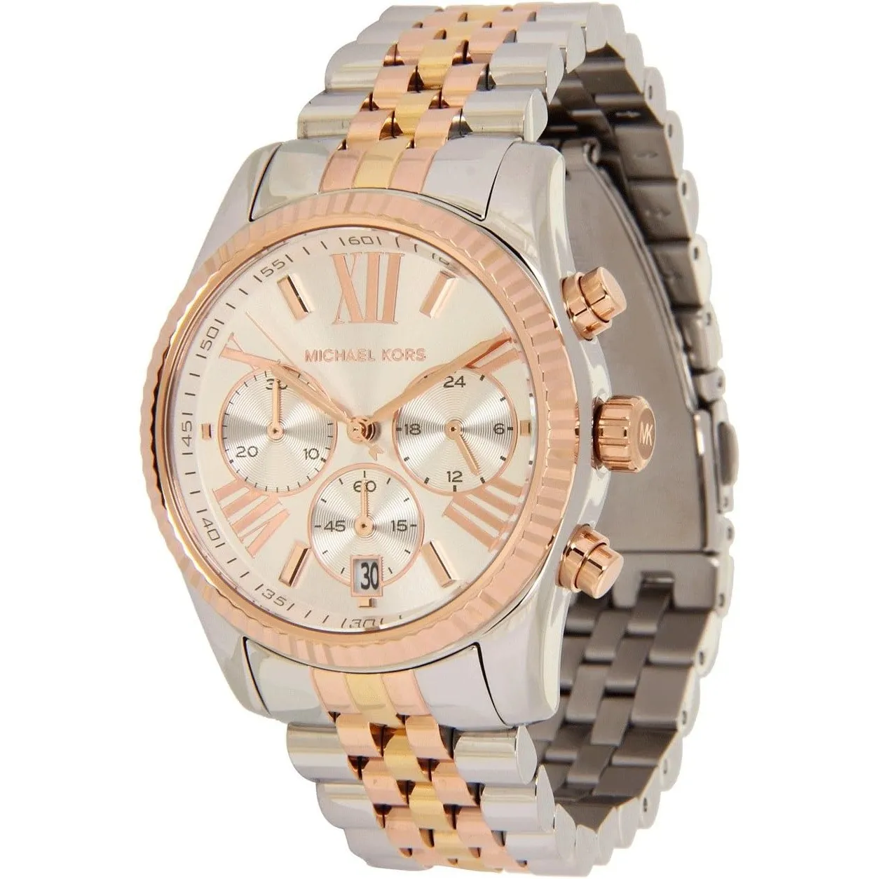 Michael Kors Lexington Watch für Damen, Quarz-Chronographenwerk mit Edelstahlarmband