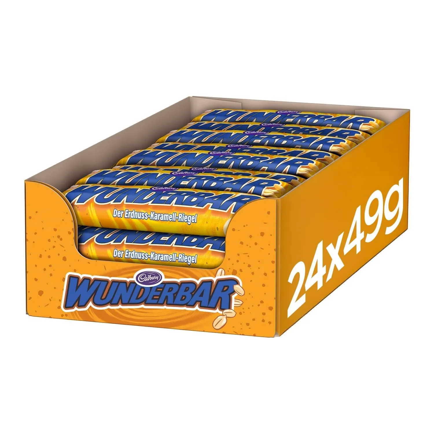 WUNDERBAR Erdnuss-Karamell-Riegel, Einzeln verpackt, 49 g (24er-Pack)