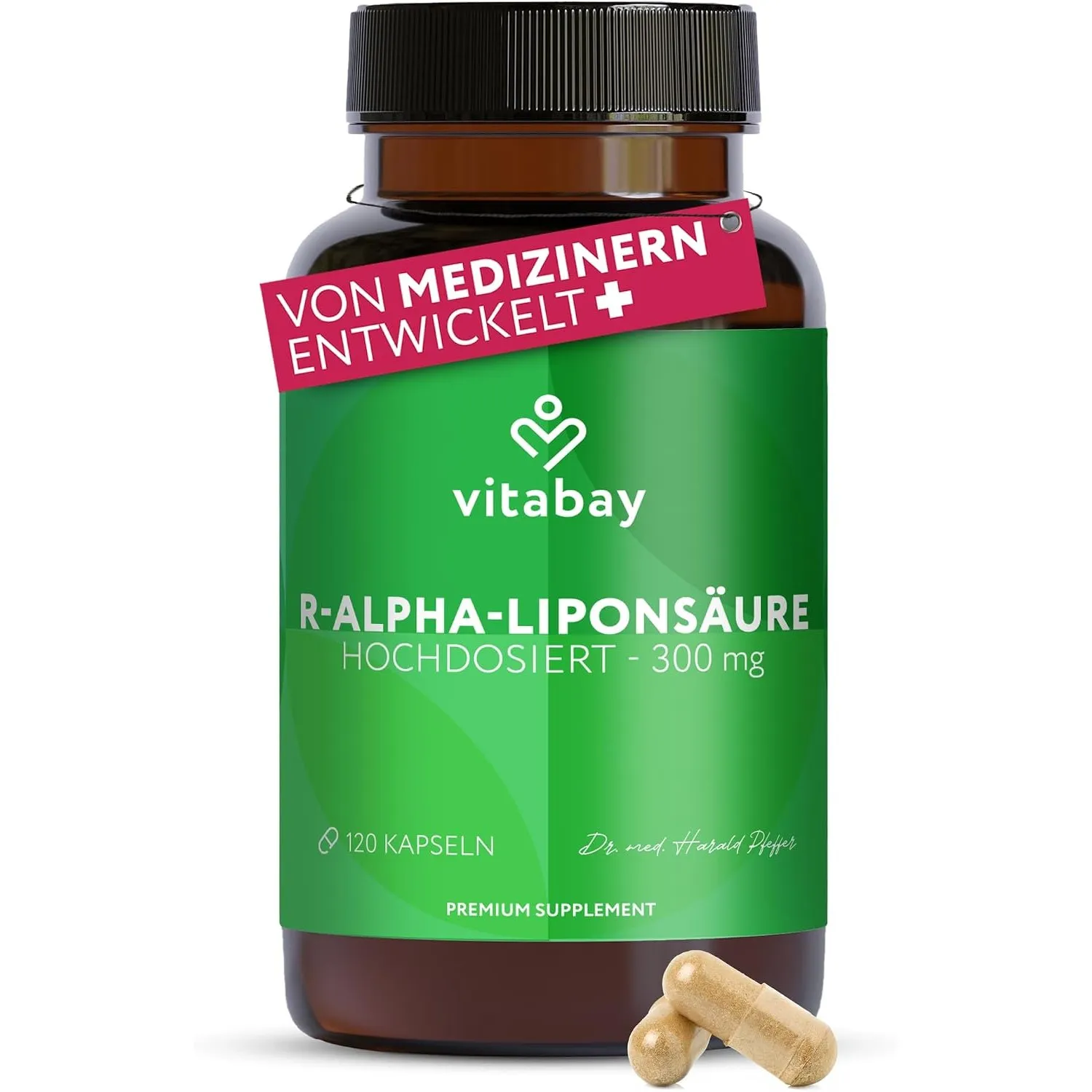 Vitabay R-Alpha Liponsäure 300 mg – 120 Kapseln hochdosiert & vegan