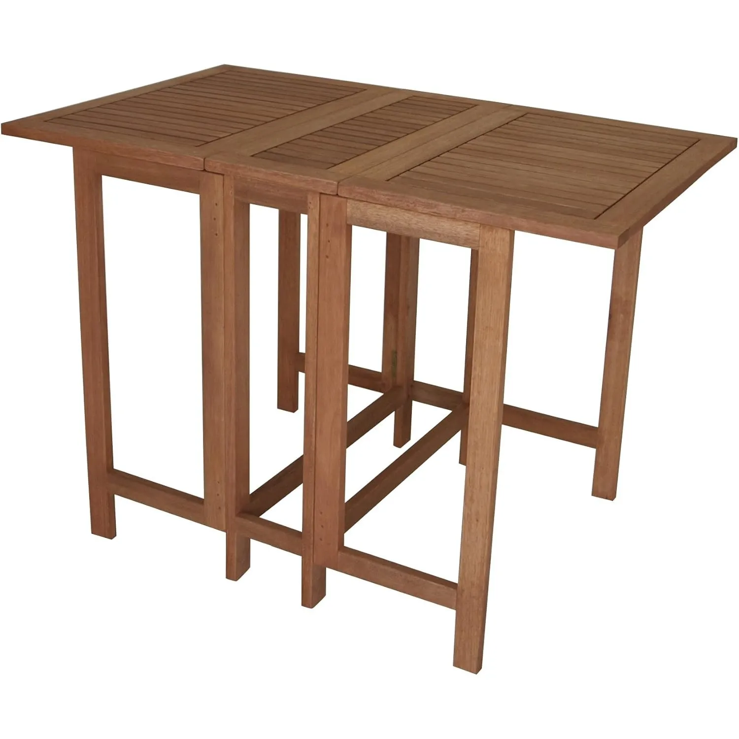 Doppel Klappentisch Balkon Tisch 107x65x74cm rechteckig, Eukalyptus geölt, braun, FSC®-Zertifiziert