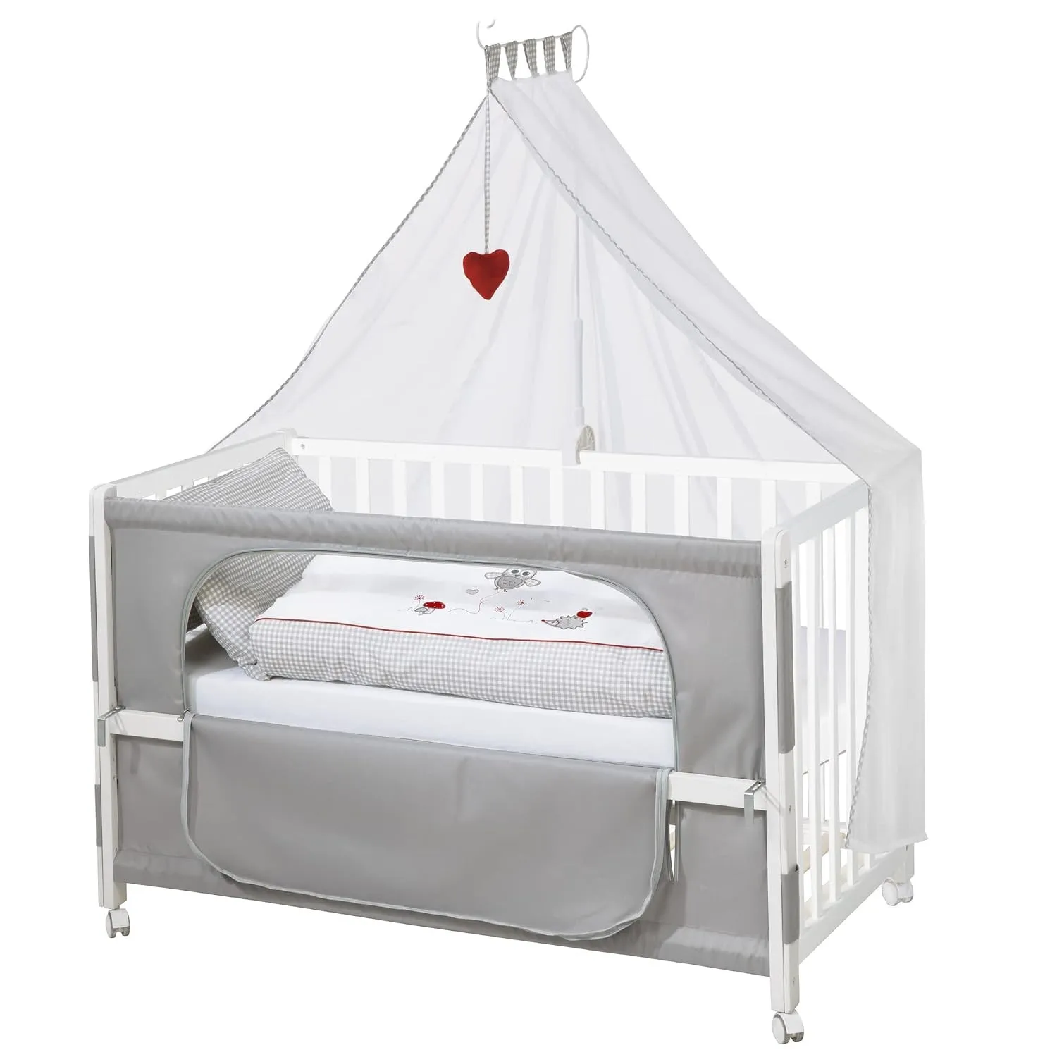 roba Beistellbett 60 x 120 cm - Adam & Eule Room Bed - Babybett zum Anstellen an Elternbett - Inklusive Matratze, Bettw…