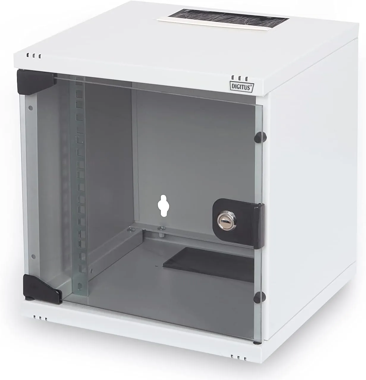 DIGITUS Netzwerk-Schrank 10-Zoll - 6HE - Wandmontage - HxBxT 330x312x300mm - Traglast 30kg - Nutztiefe 240mm - Grau