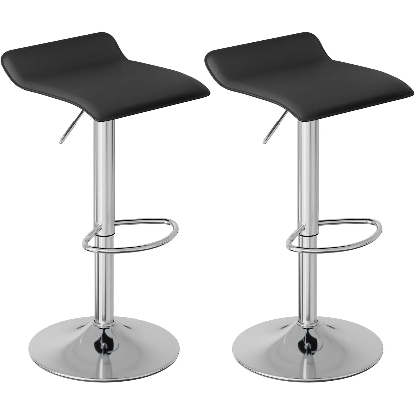 WOLTU Barhocker 2er Set, Höhenverstellbarer Barstuhl, 360° drehbarer Bistrohocker mit Fußstütze, aus Kunstleder Metall,…