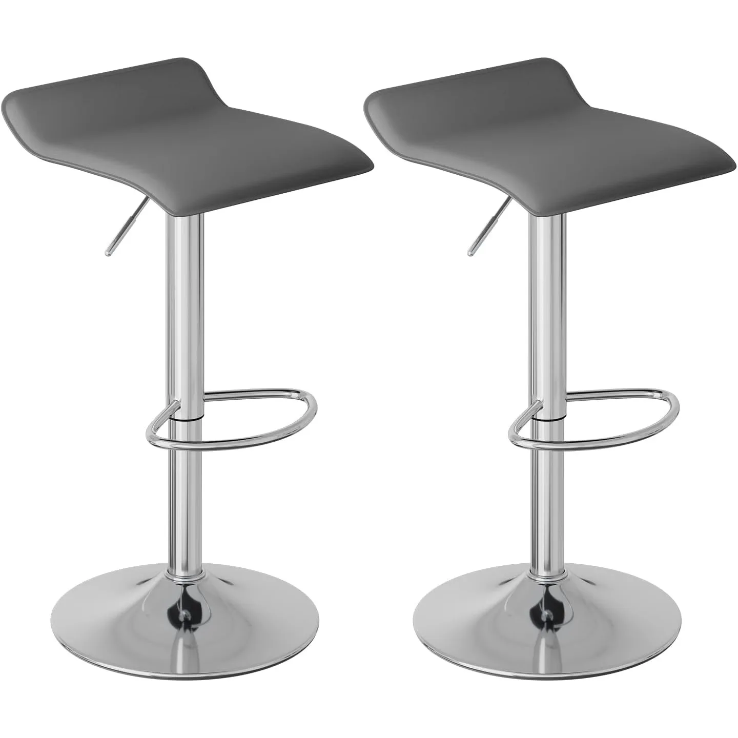 WOLTU Barhocker 2er Set, Barstuhl Höhenverstellbar, Grau+Silber