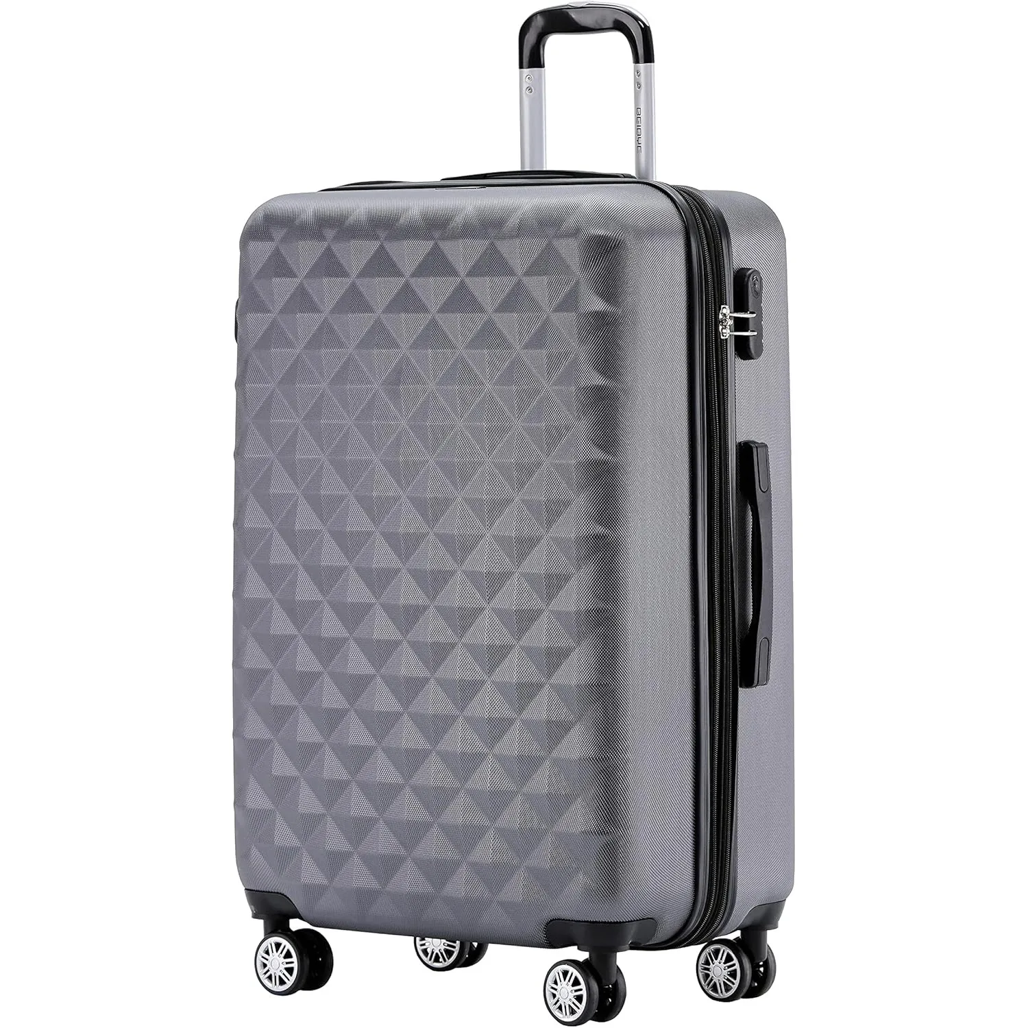BEIBYE Zwillingsrollen 2066 Hartschale Trolley Koffer Reisekoffer Gepäck M-L-XL-Set (Business Grey, XL)