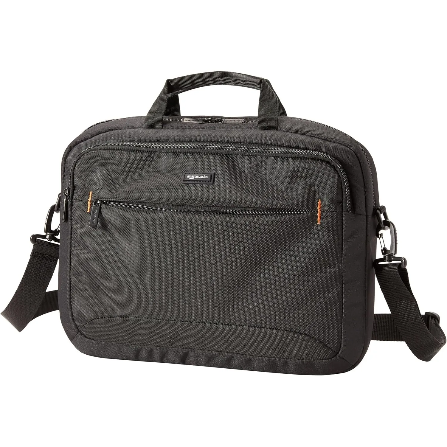 Amazon Basics Laptoptasche, Kompakte Umhängetasche mit Zubehörfächern, für Laptops bis zu 15,6 Zoll (39,6cm), Schwarz, …