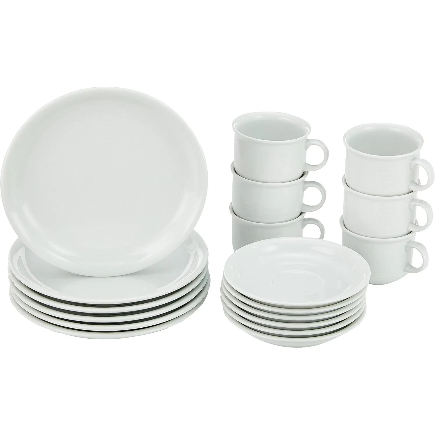 Thomas Trend Kaffeeservice – 18 teilig für 6 Personen, Kaffeeset aus Porzellan, Kaffeetassen Set mit Untertasse, Weiß