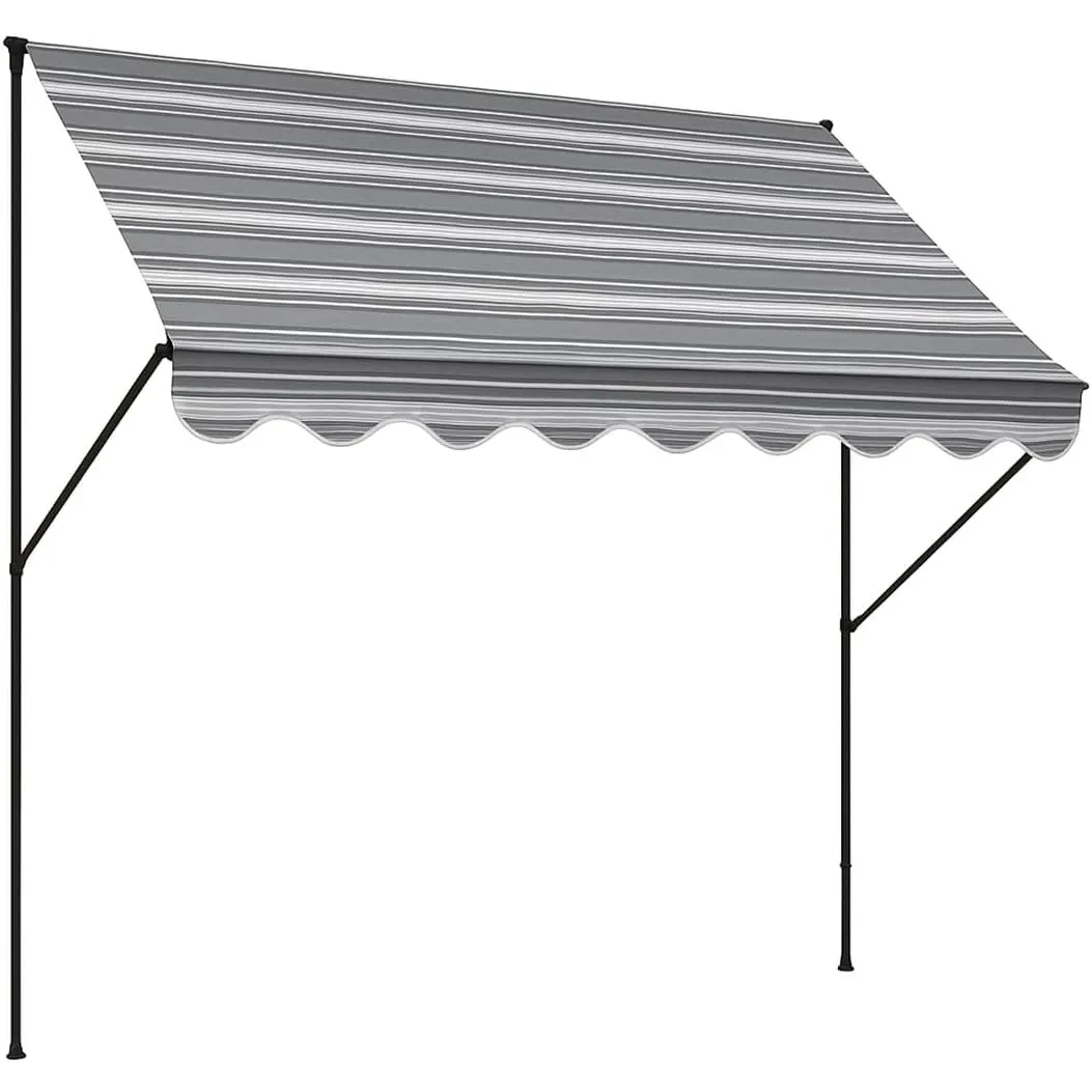 ANGERER Klemmmarkise Exklusiv grau, 350 cm | Markise für Sonnenschutz, Montage ohne Bohren, ideale Balkonmarkise für Mi…