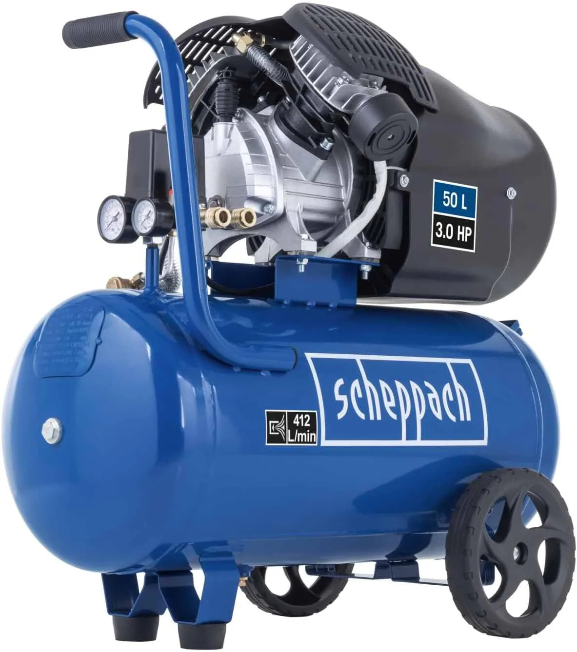 Scheppach Druckluft Kompressor HC53DC | 2200W Leistung | 50L Kessel | 10bar Druck | Ansaugleistung 412 L/min | Druckmin…