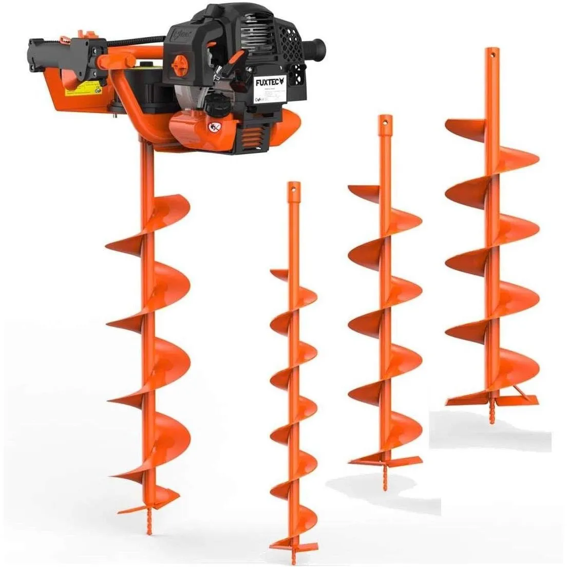 FUXTEC Benzin Erdbohrer FX-EB152 mit 3 PS, inkl. 3 Bohraufsätzen 100/150 / 200 mm und einzigartigem Ölkontrollfenster E…