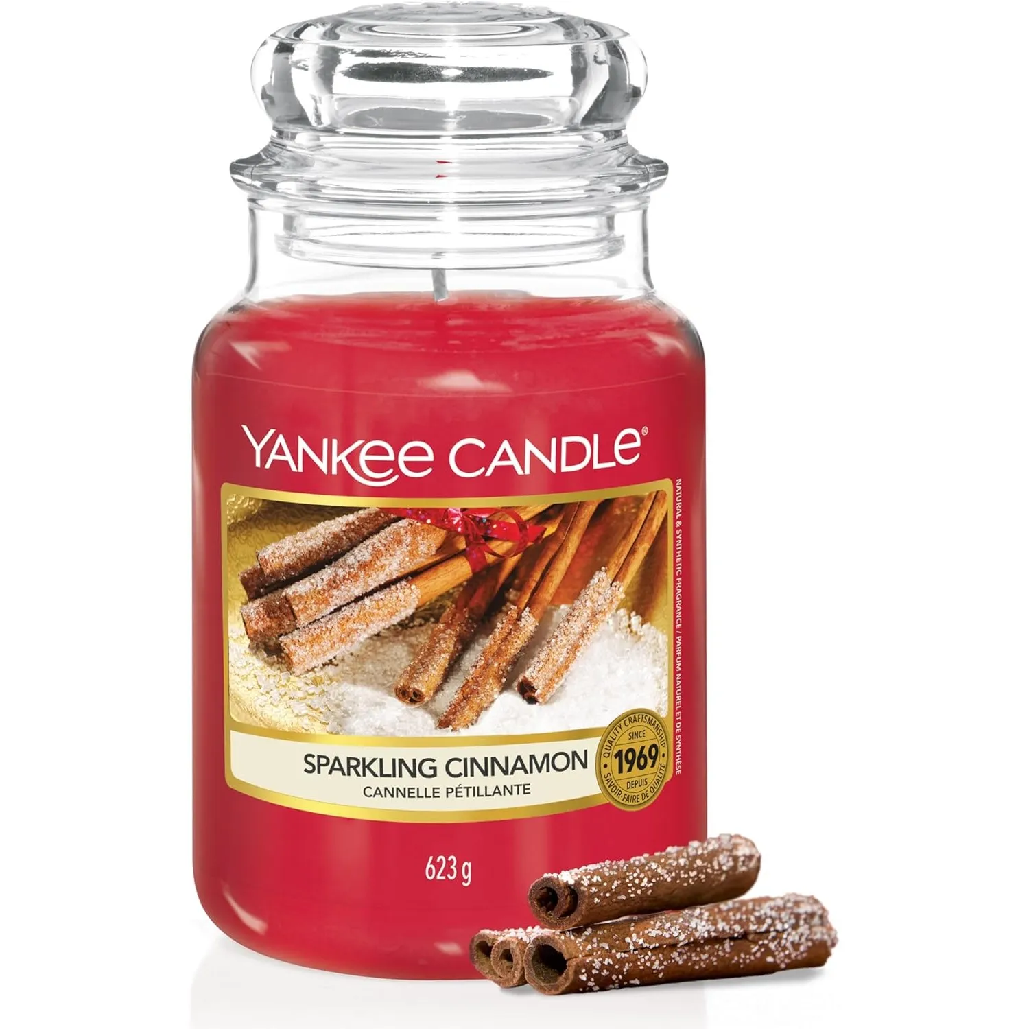Yankee Candle Duftkerze im Glas (groß) | Sparkling Cinnamon | Brenndauer bis zu 150 Stunden