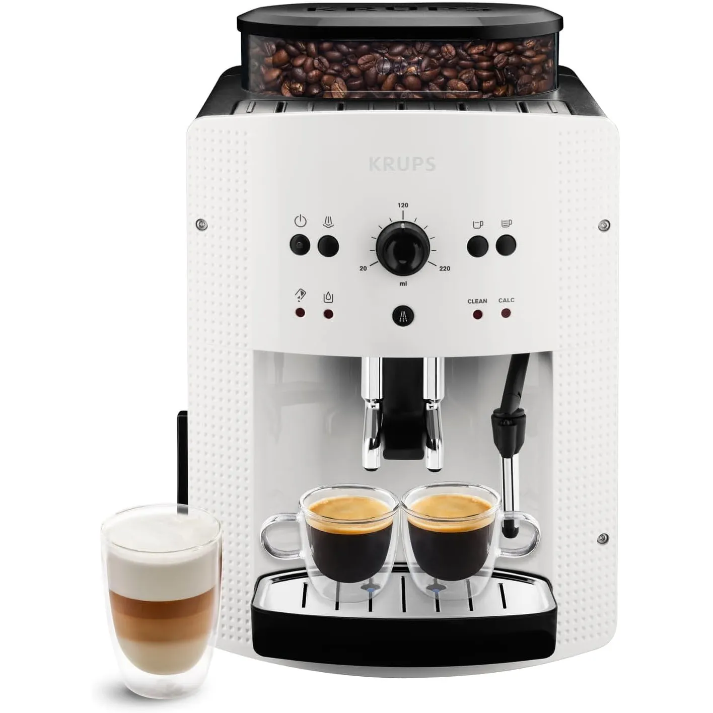 KRUPS Arabica Picto Kaffeevollautomat, kompaktes Design, einfache Bedienung, intuitiv einstellbarer Drehregler, Milchsc…