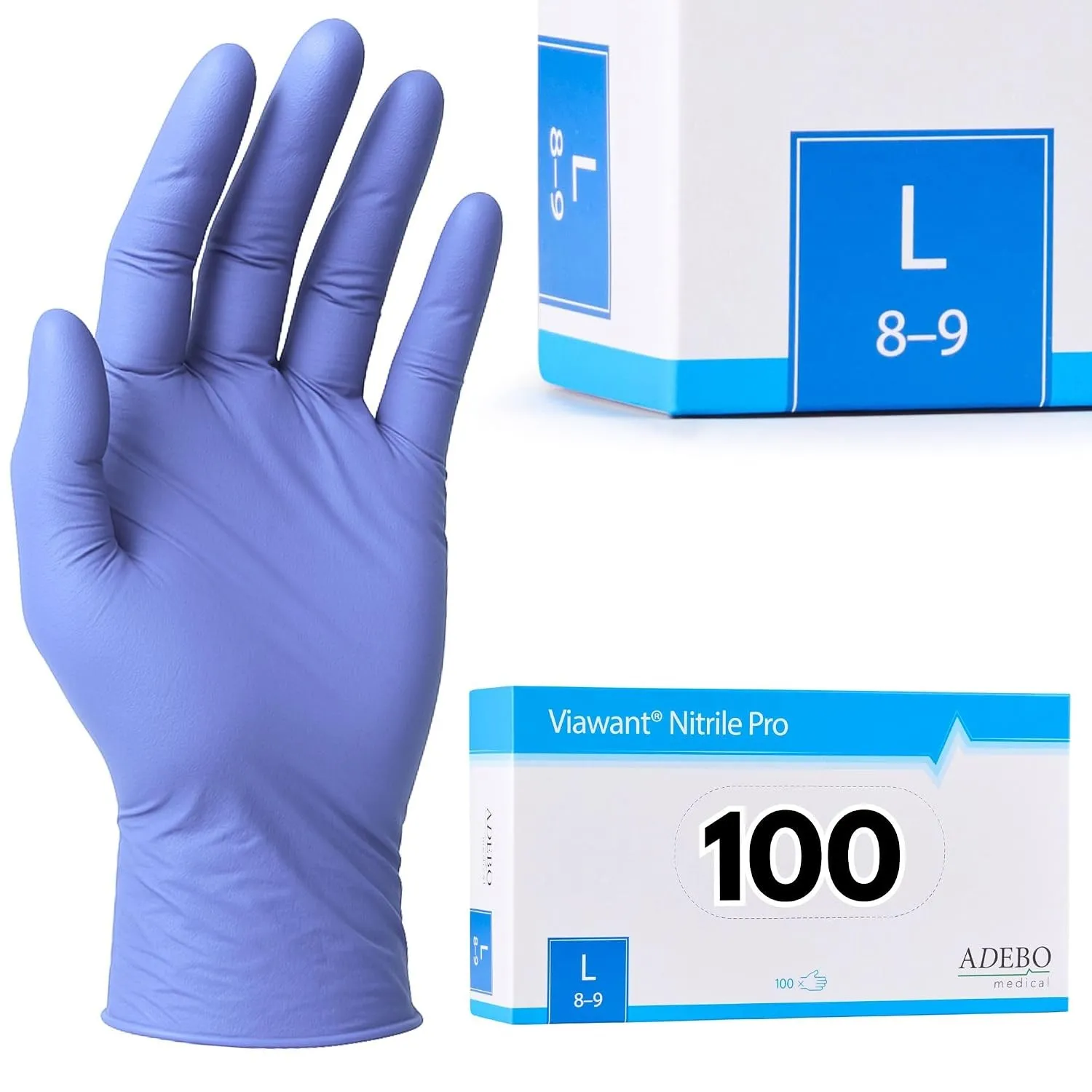 Einweghandschuhe 100 Stück | L | Nitrilhandschuhe Blau | Puderfreie, latexfreie Einmalhandschuhe | Reißfest & feinfühli…